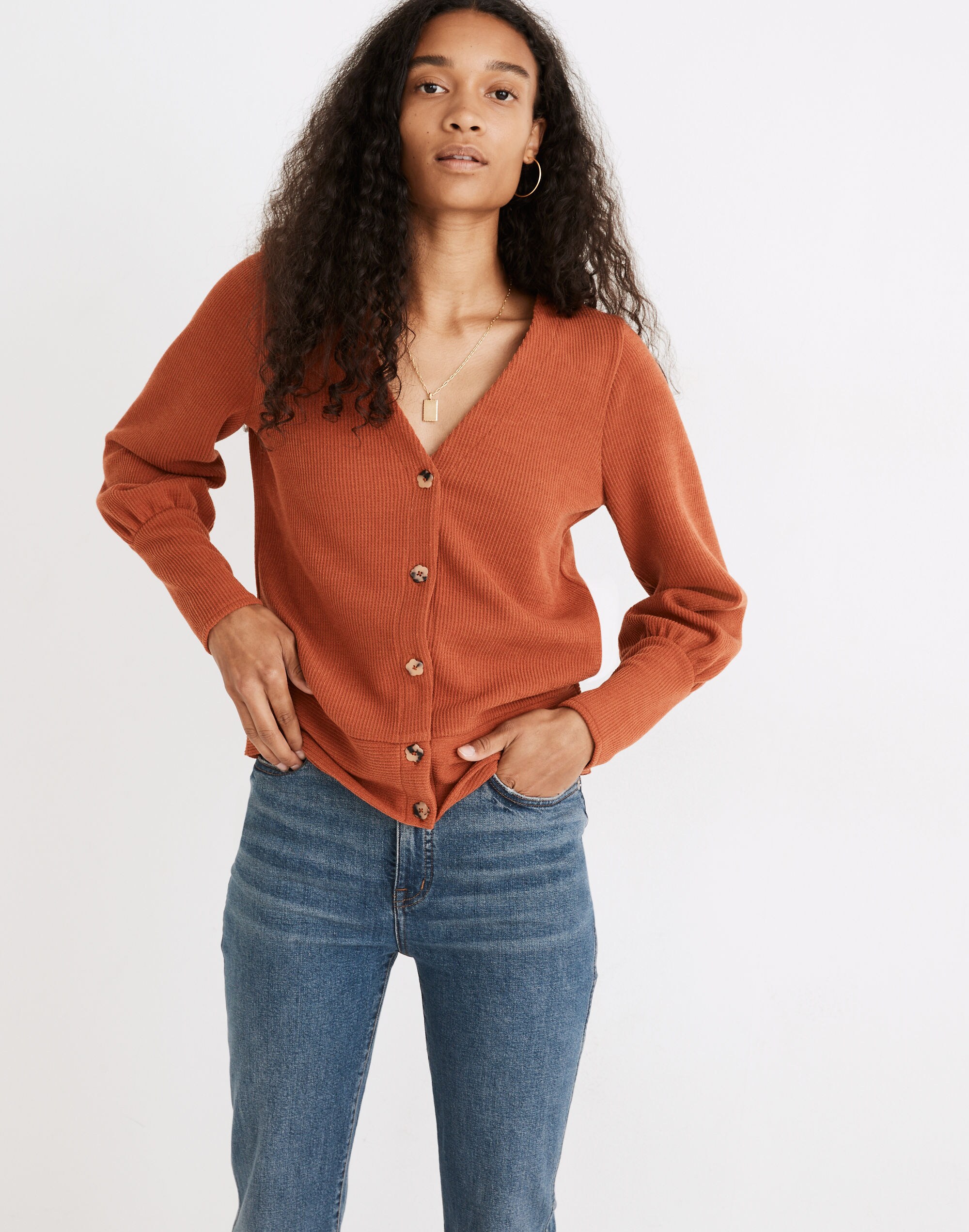 Ottoman Rib Cardigan Top