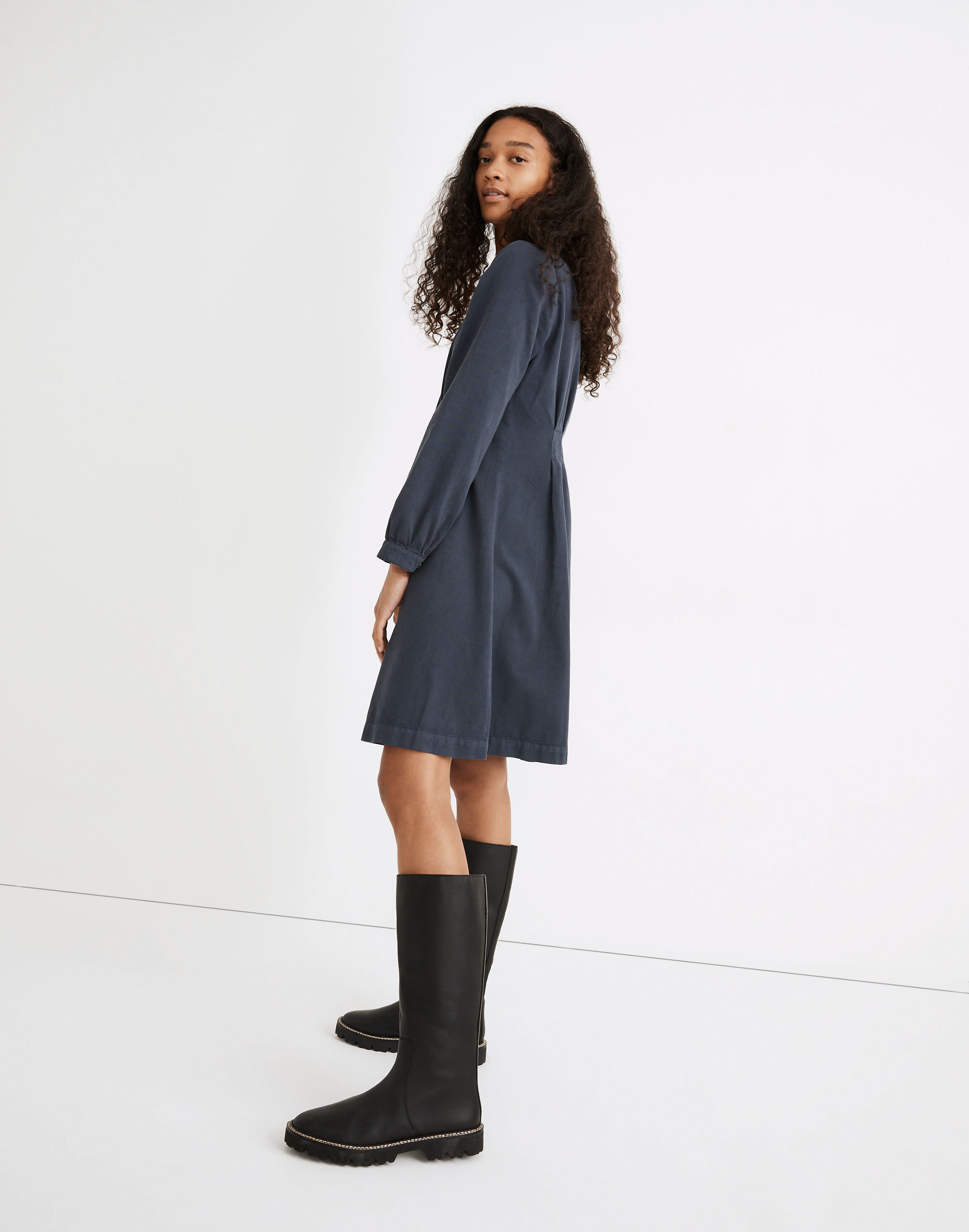 (Re)sponsible Long-Sleeve Button-Front Mini Dress