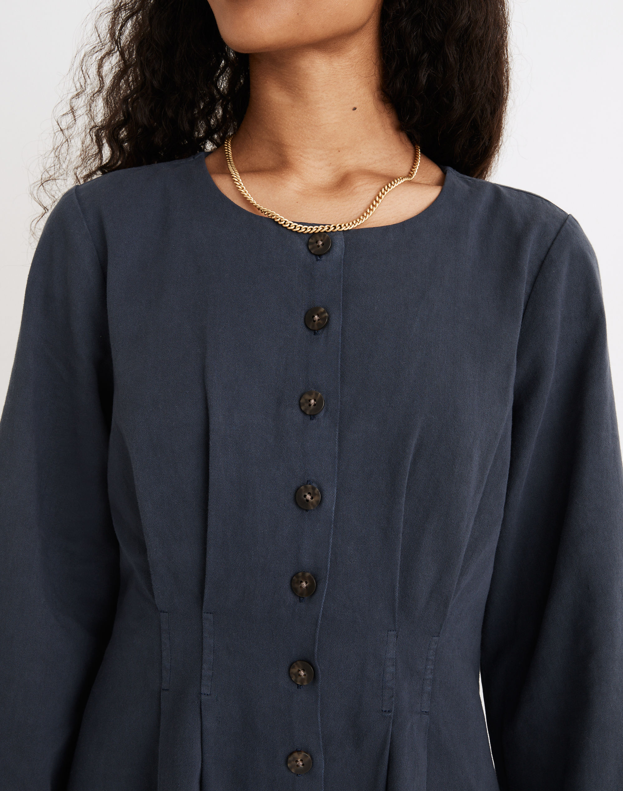 (Re)sponsible Long-Sleeve Button-Front Mini Dress