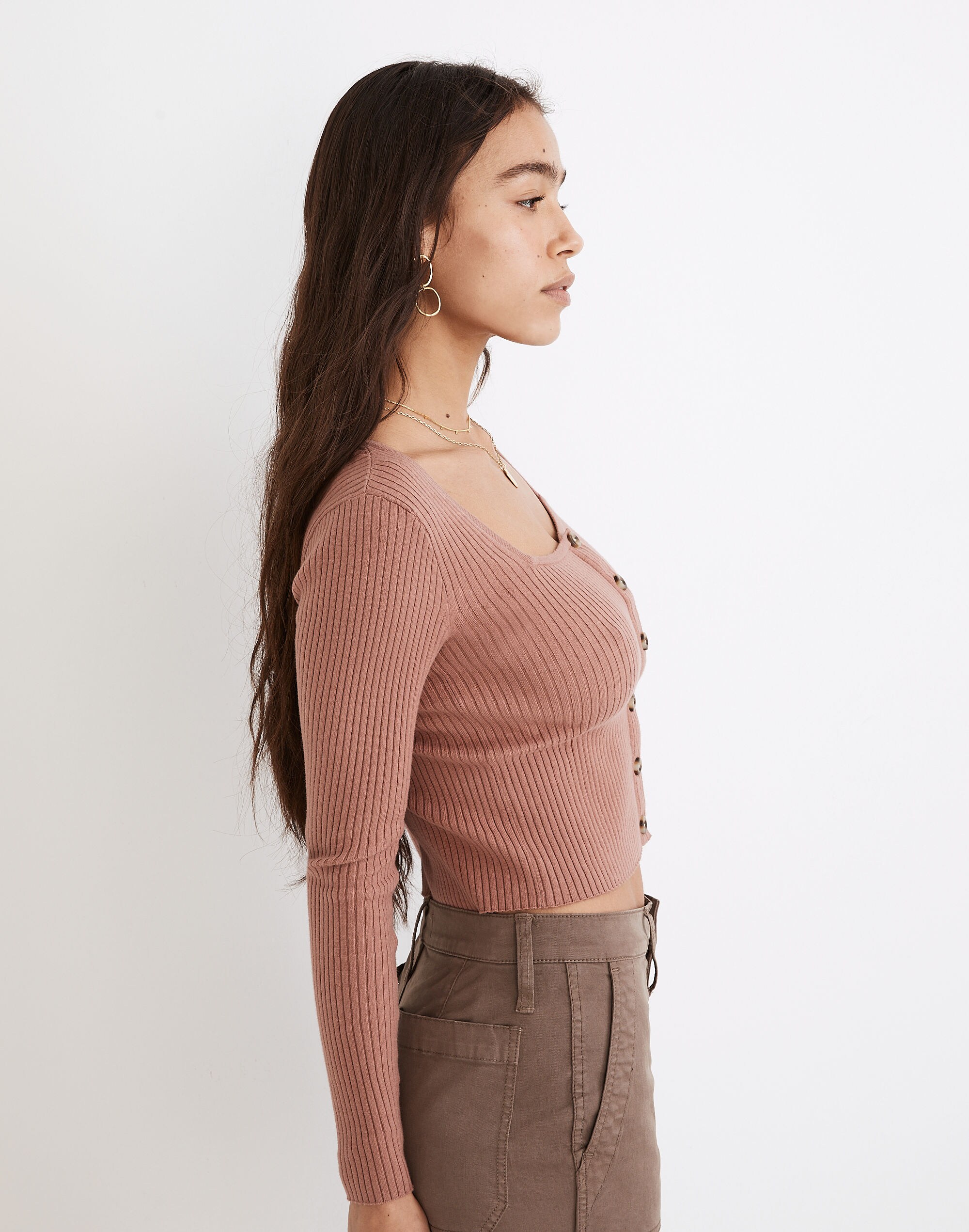 Rosseau Square-Neck Crop Cardigan Top