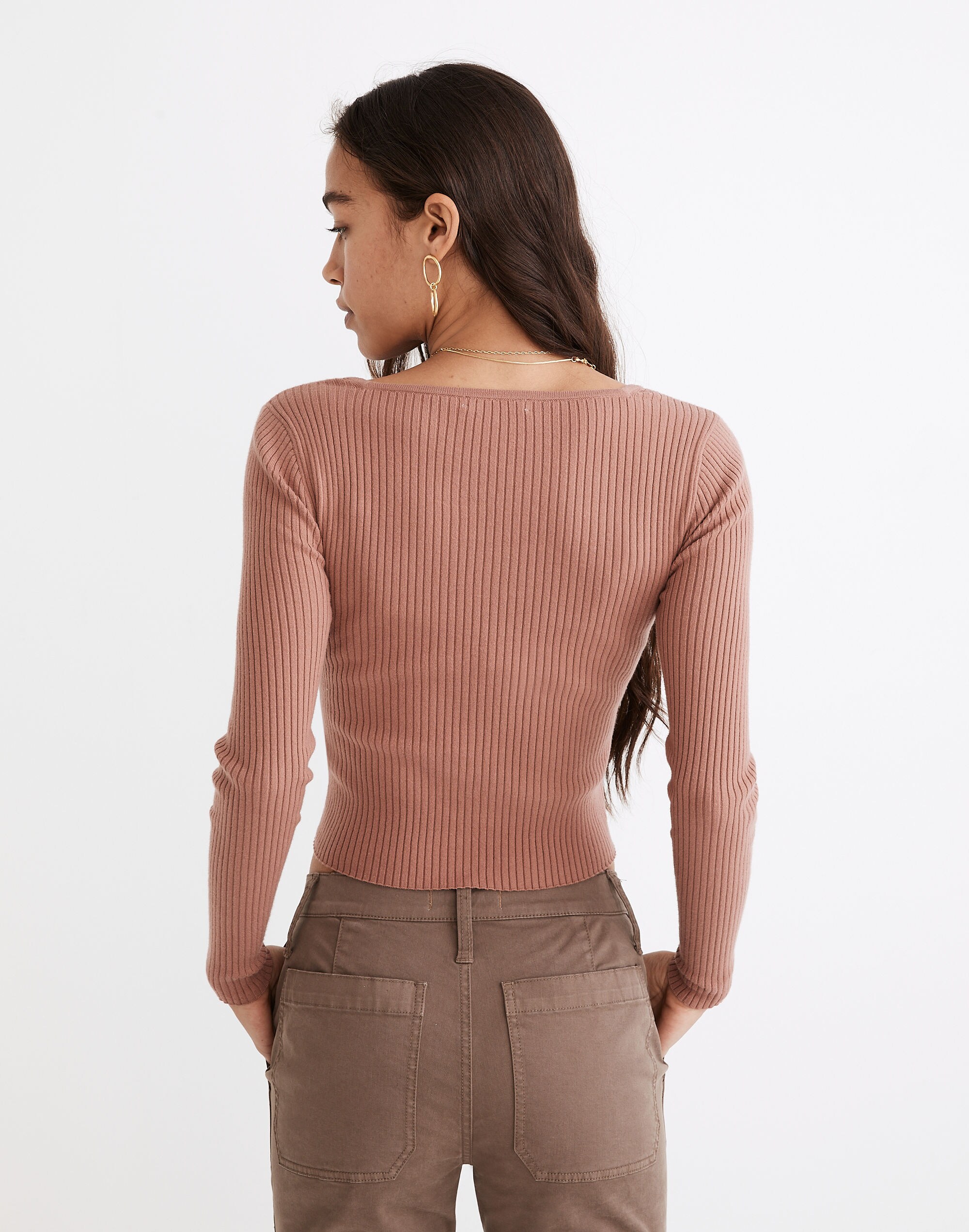 Rosseau Square-Neck Crop Cardigan Top