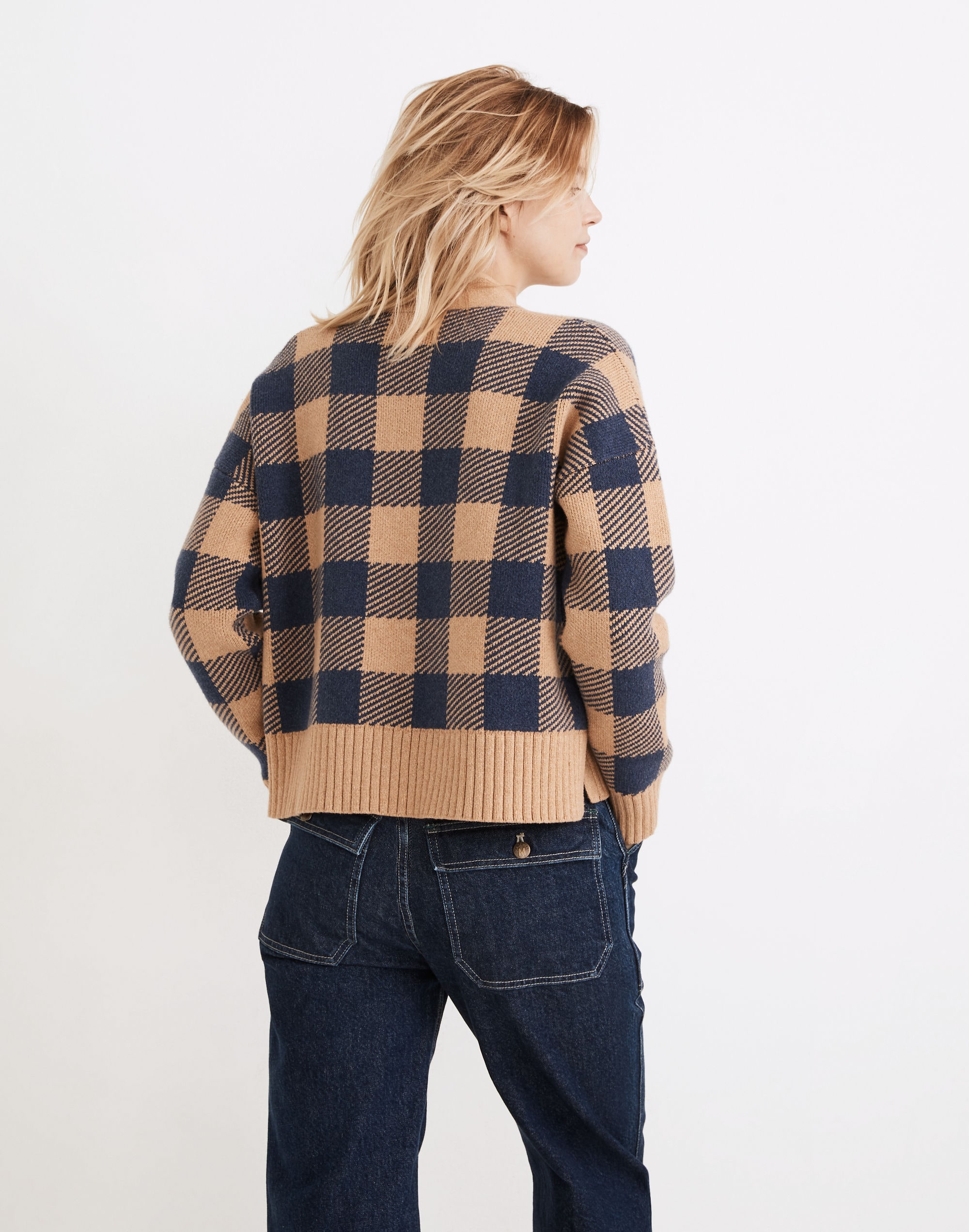 Bayberry Cardigan Sweater in Buffalo Check