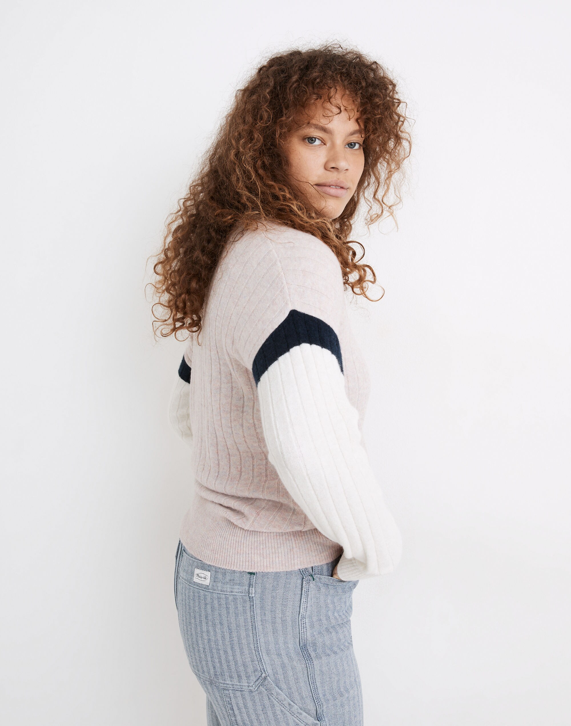 Striped Bowden Henley Sweater in Coziest Yarn