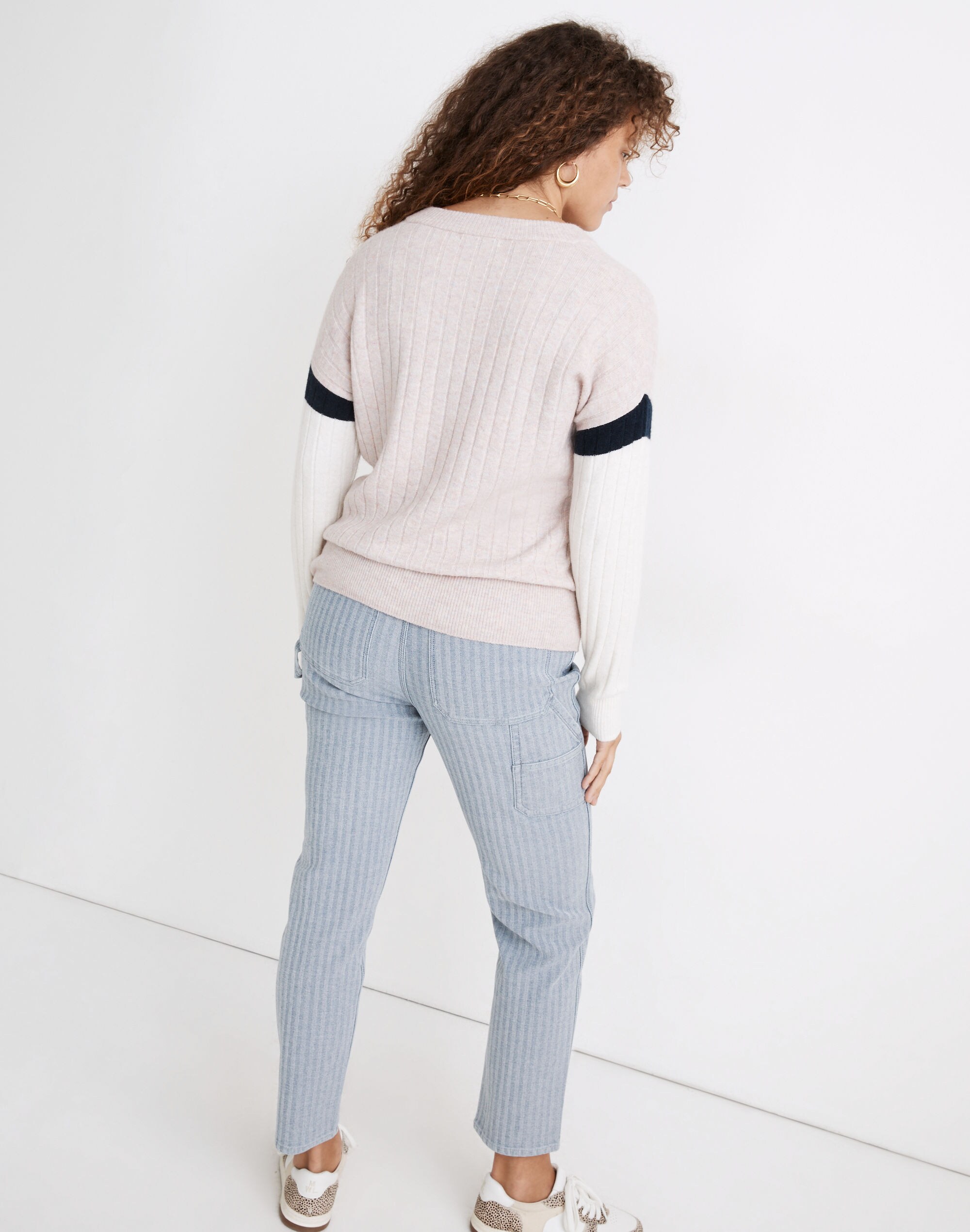 Striped Bowden Henley Sweater in Coziest Yarn