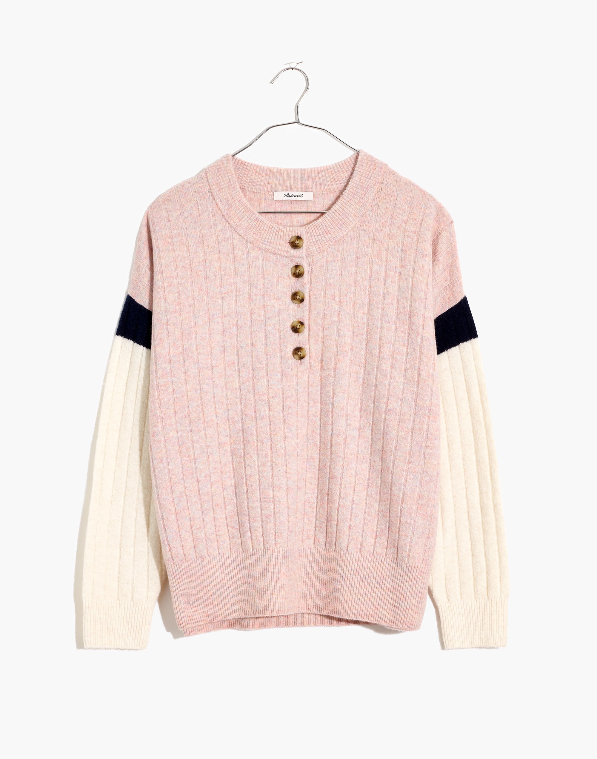 Striped Bowden Henley Sweater in Coziest Yarn