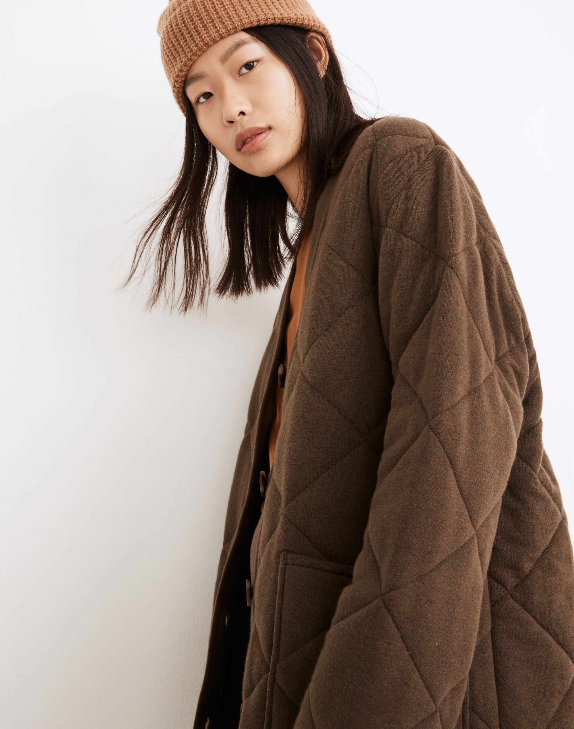 Quilted Long Cardigan Sweater