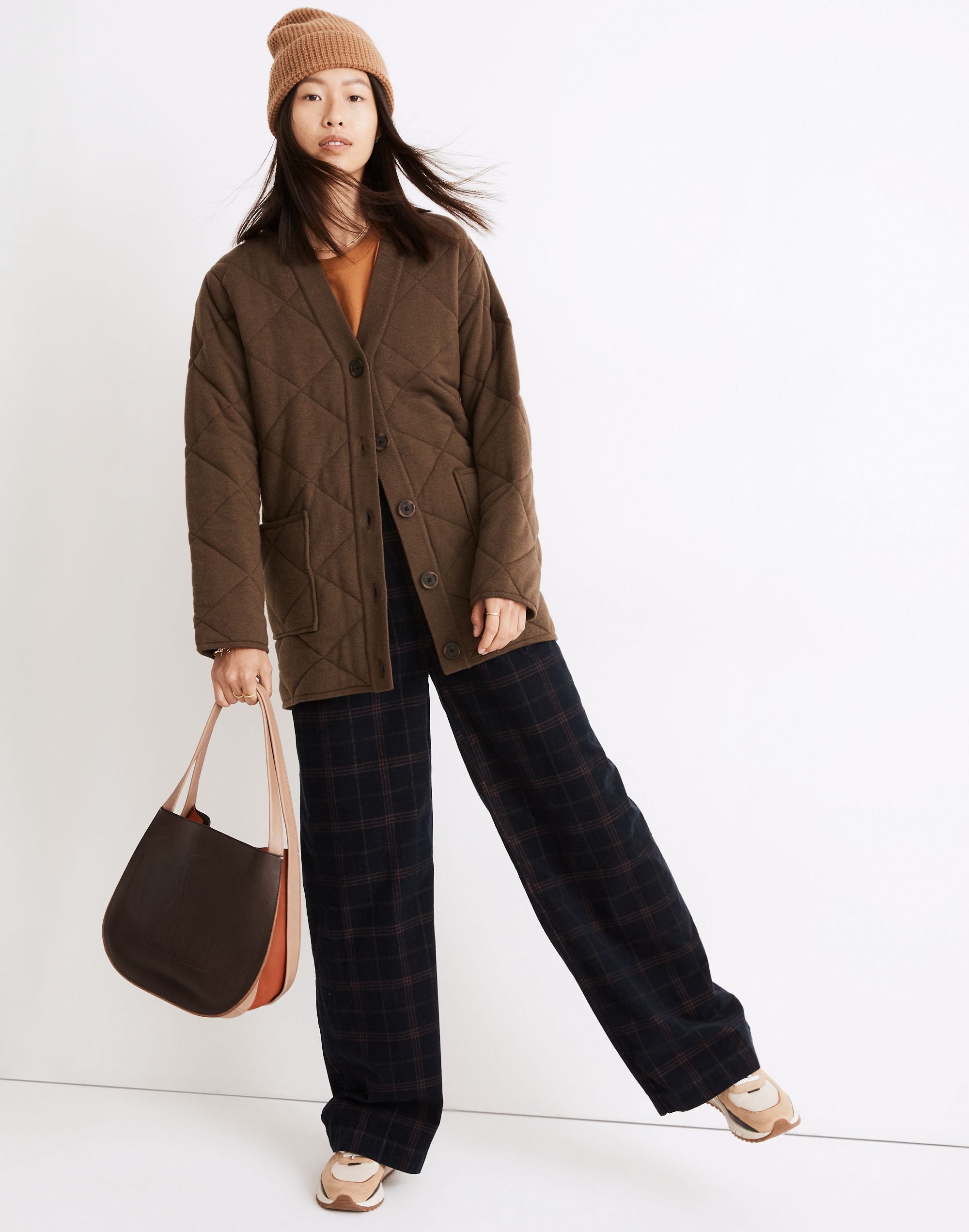 Quilted Long Cardigan Sweater