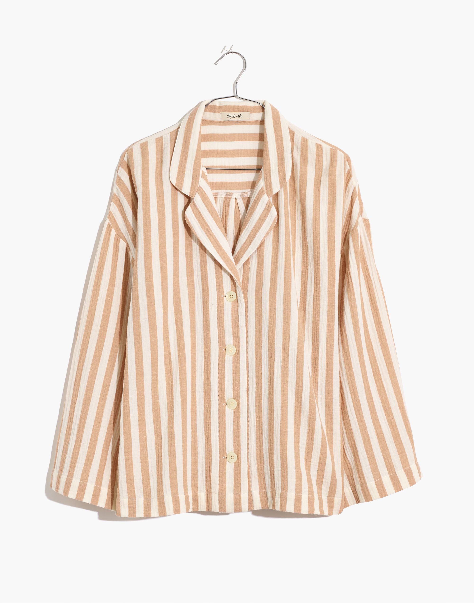 Striped Double-Gauze Oversized Pajama Shirt