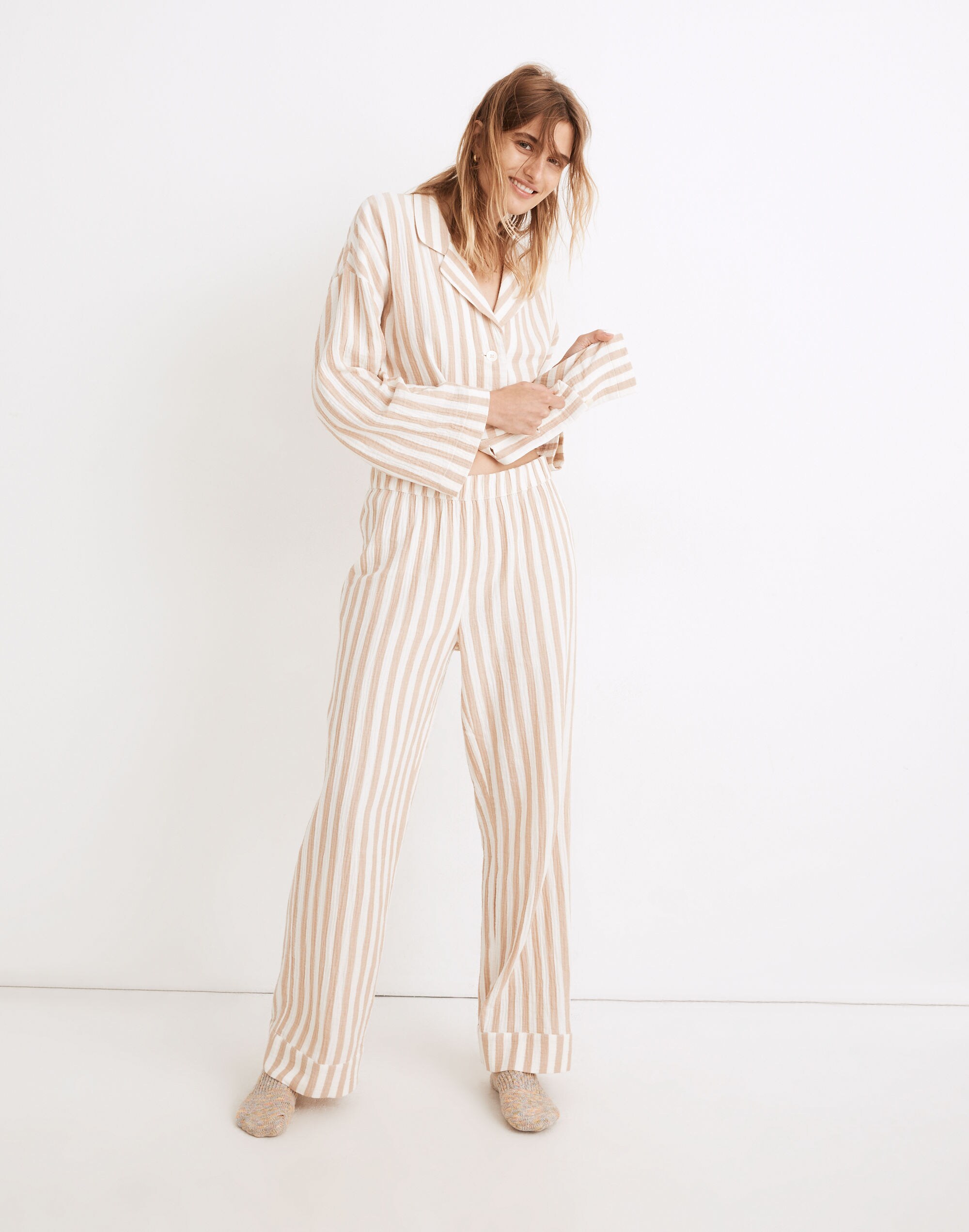 Striped Double-Gauze Pajama Pants