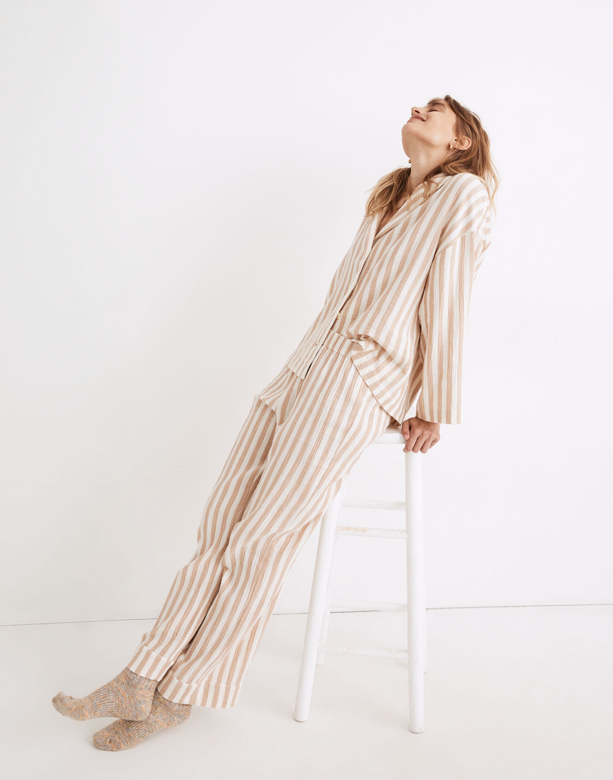 Striped Double-Gauze Pajama Pants
