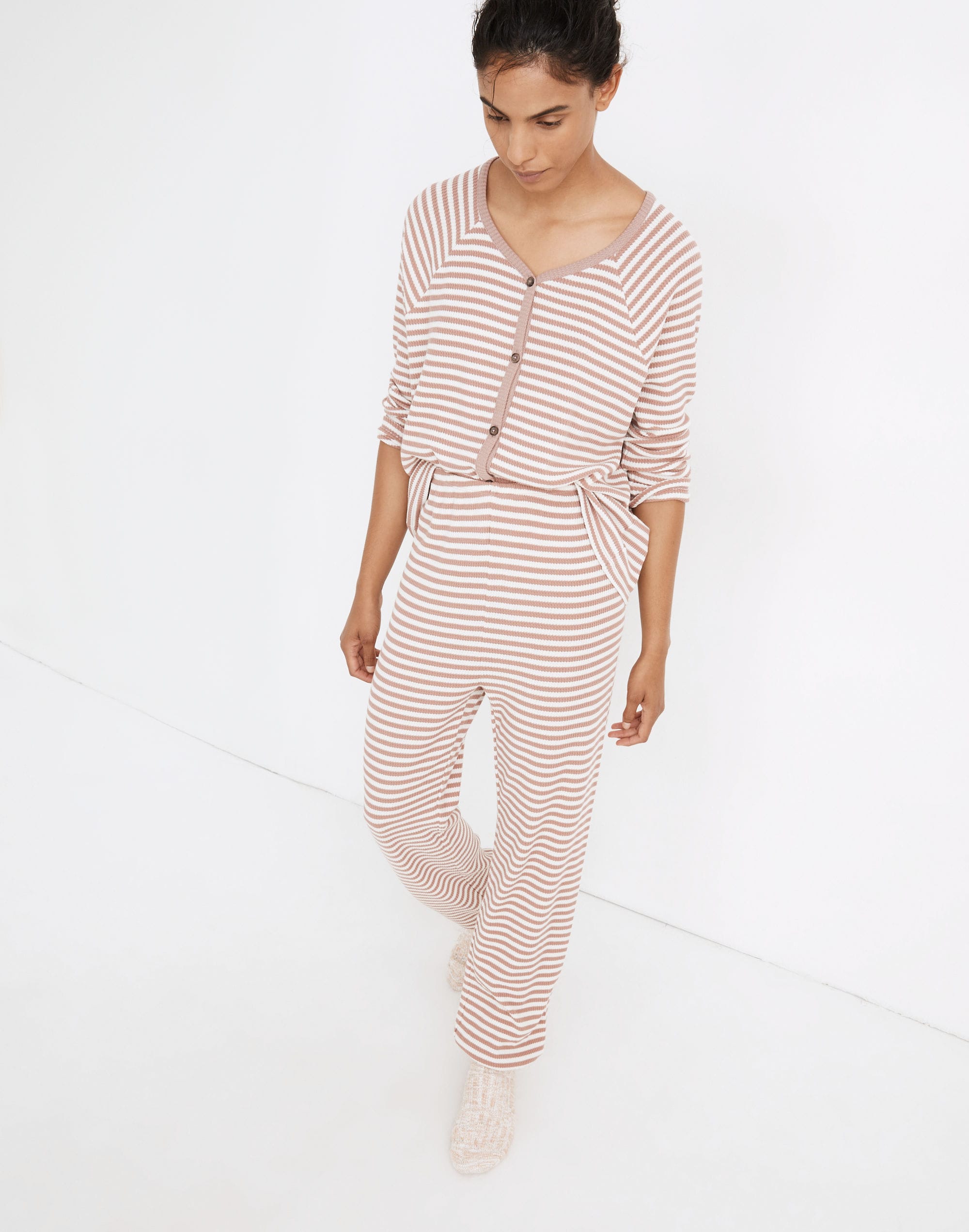 Waffle Knit Pajama Sweatpants in Lorain Stripe