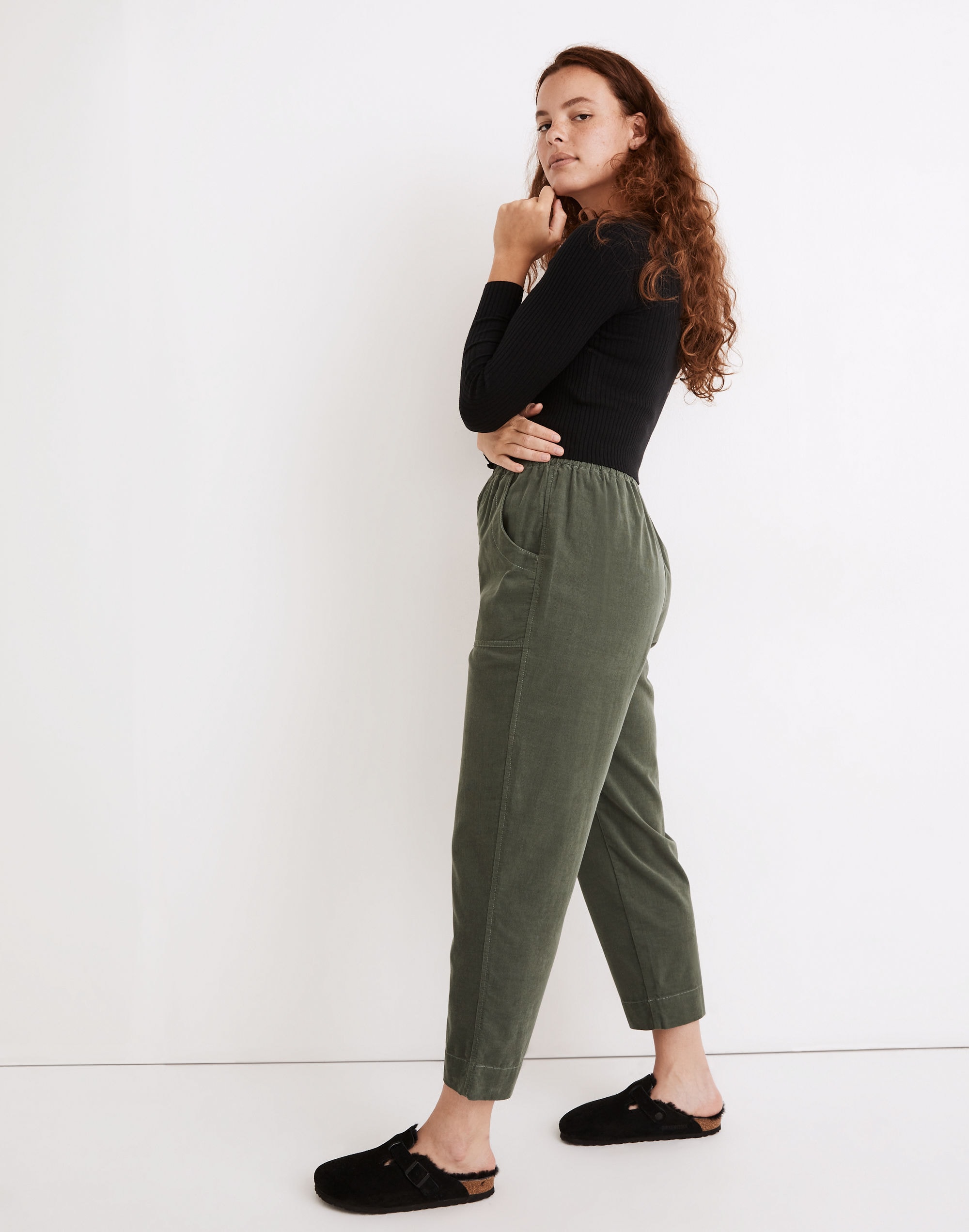 Curvy Tapered Huston Pull-On Crop Pants in Corduroy