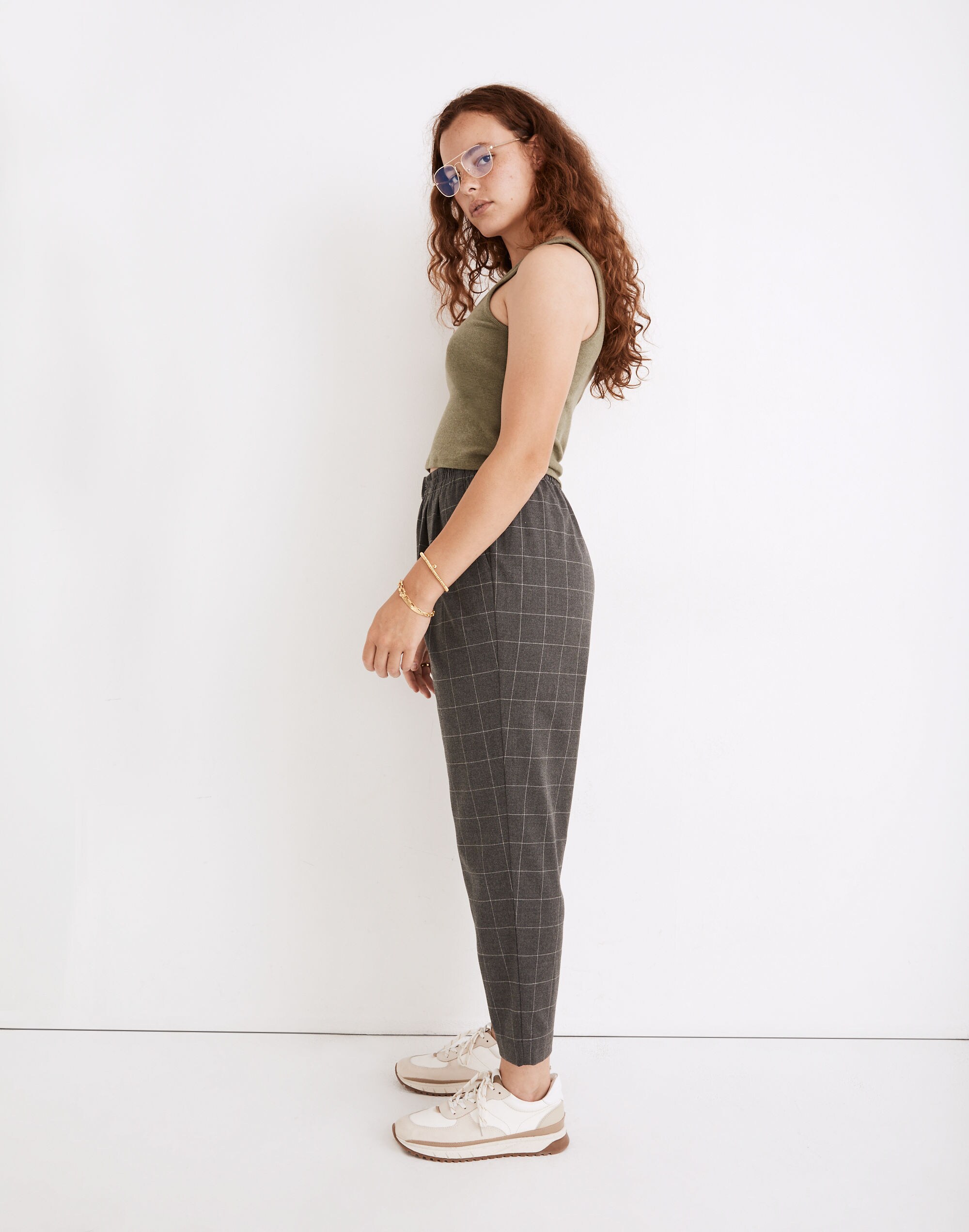 Curvy Plaid Flannel Track Trouser