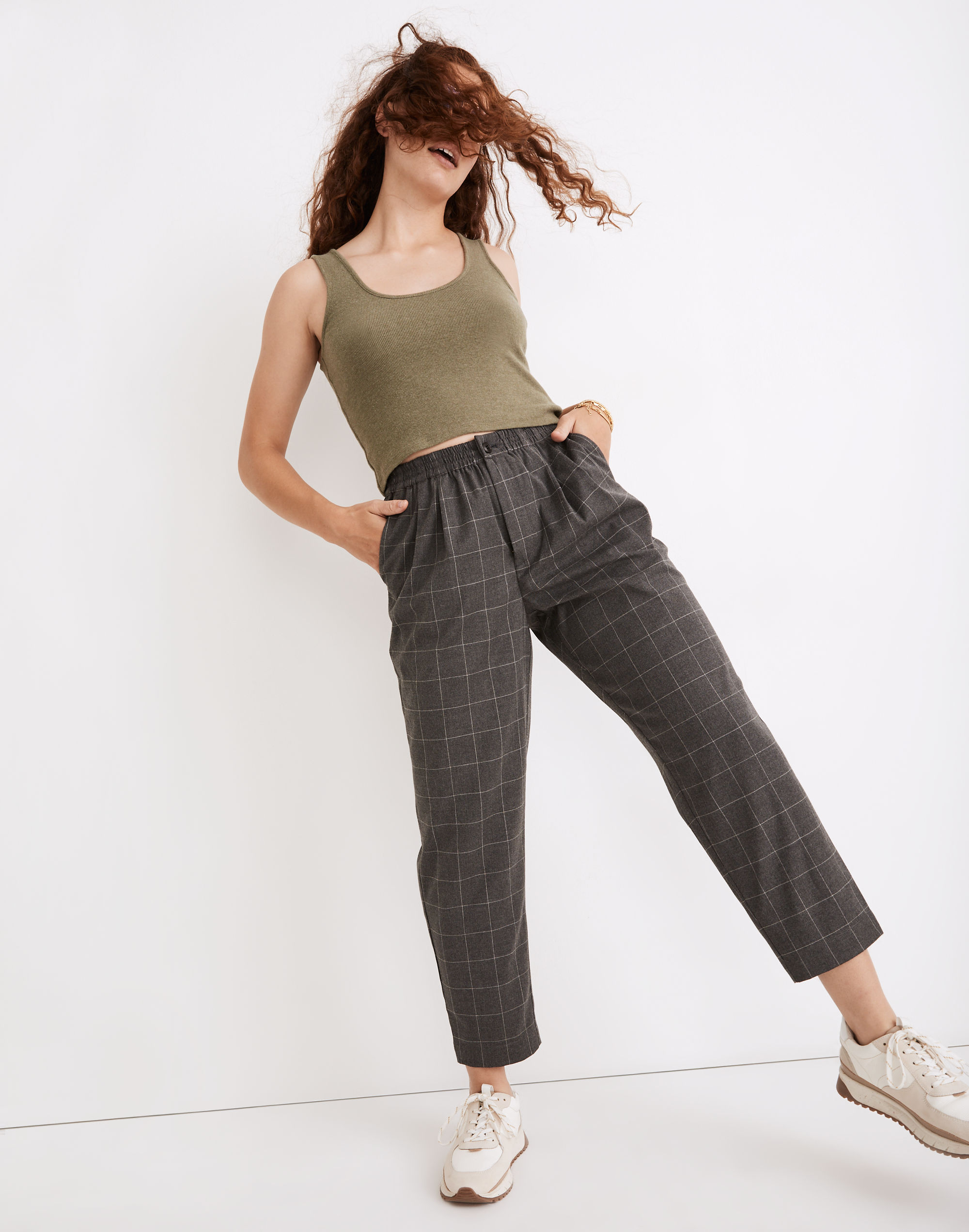 Curvy Plaid Flannel Track Trouser