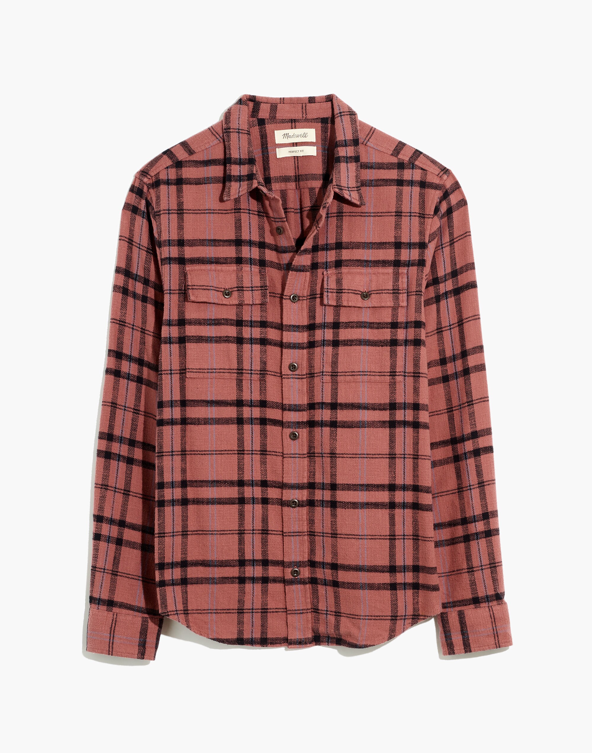 Slub Flannel Perfect Long-Sleeve Shirt in Plaid