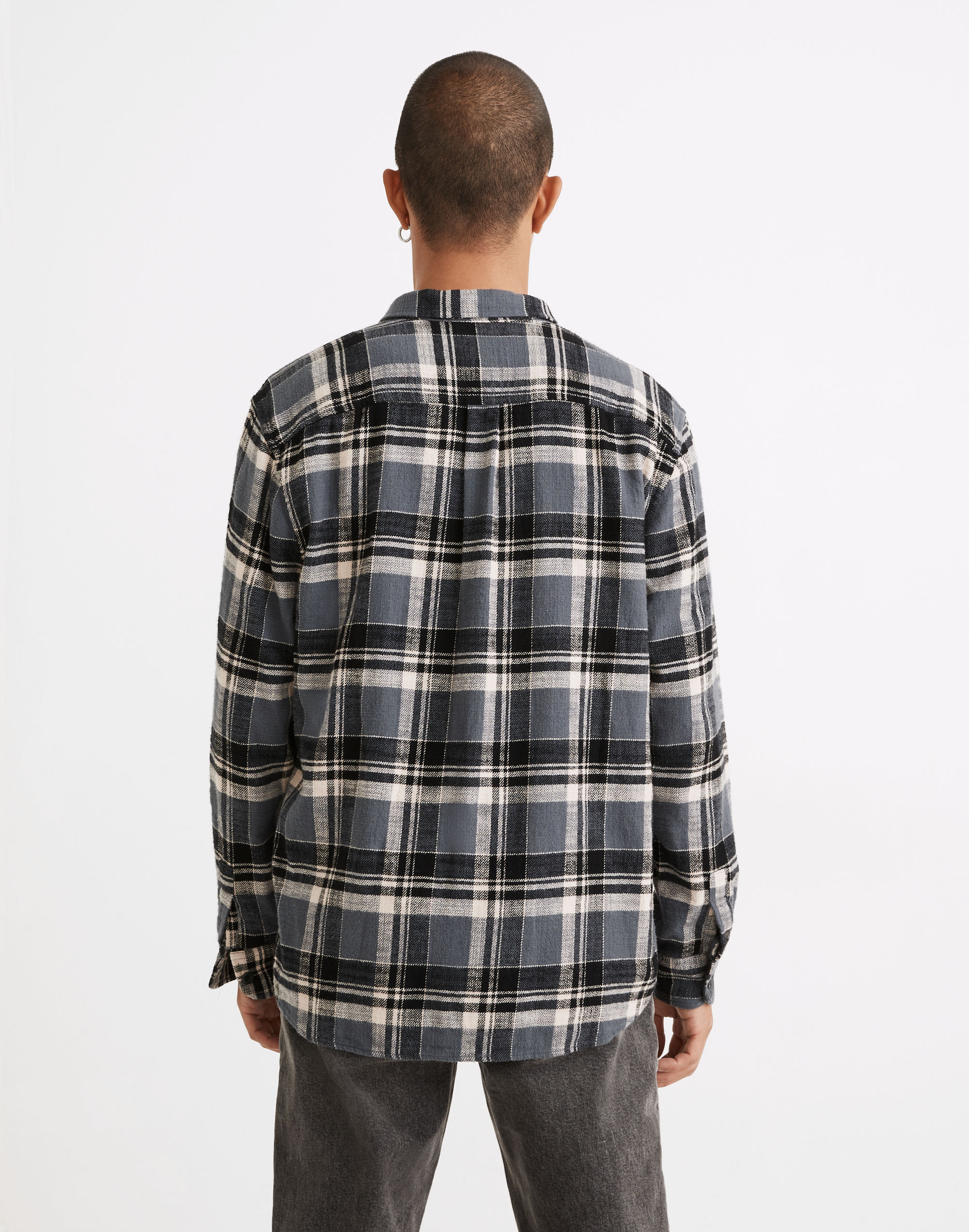 Slub Flannel Perfect Long-Sleeve Shirt in Plaid