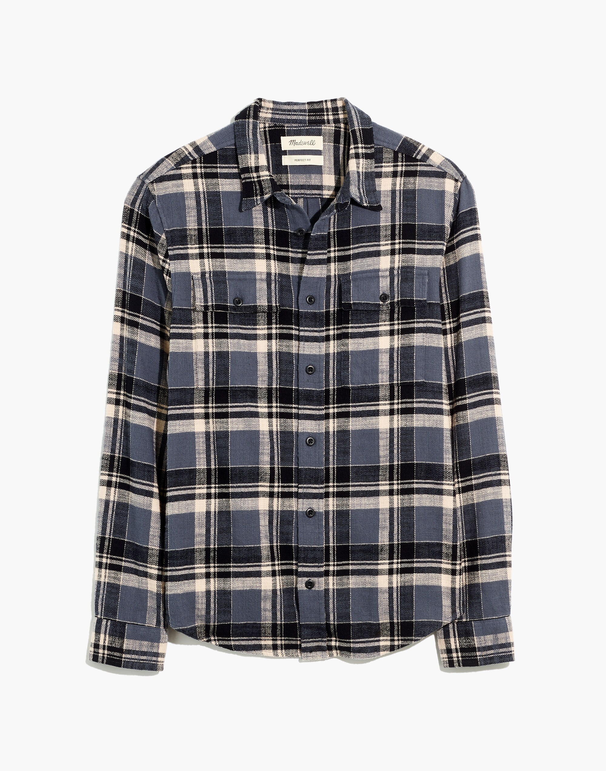 Slub Flannel Perfect Long-Sleeve Shirt in Plaid