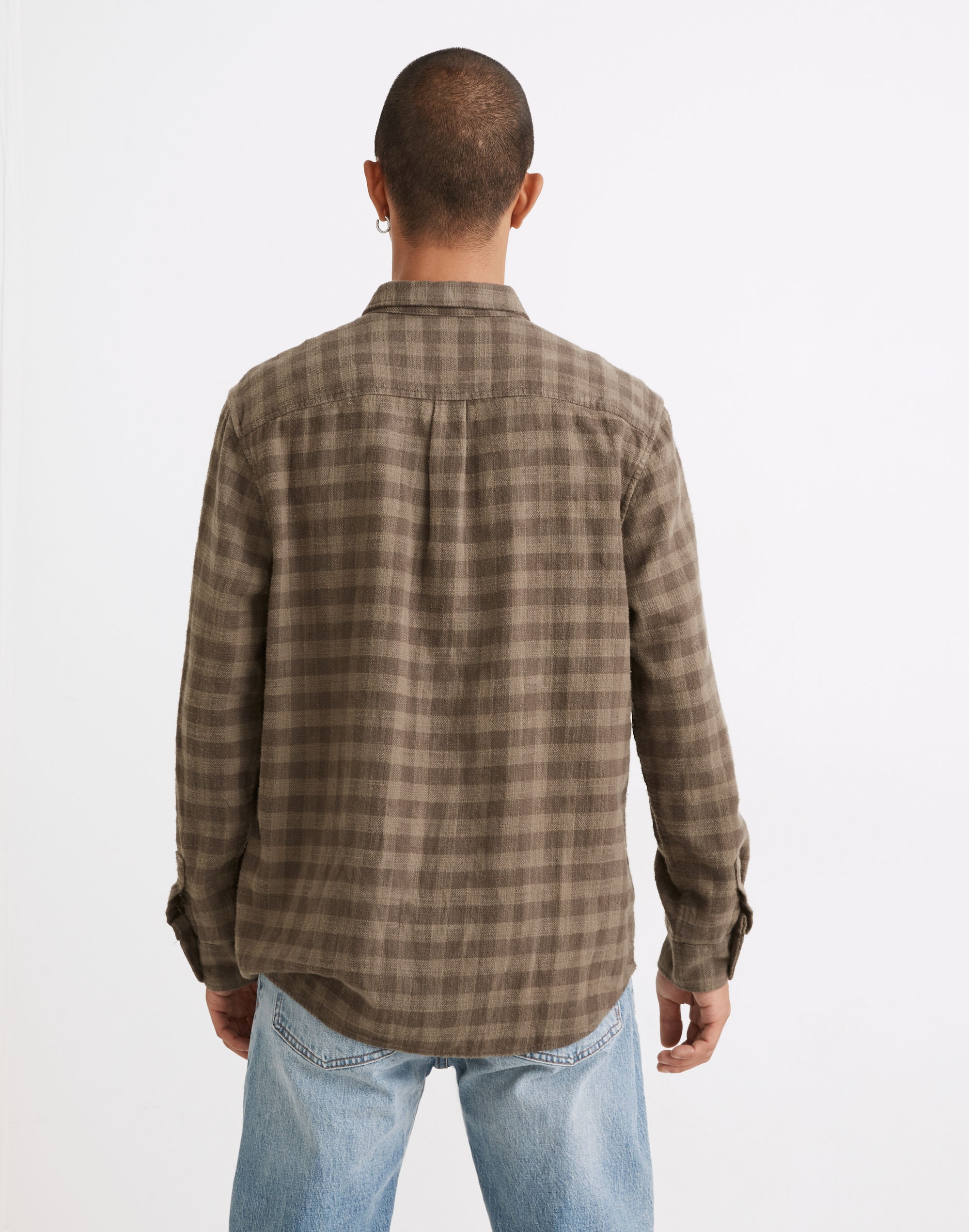 Slub Flannel Perfect Long-Sleeve Shirt in Plaid
