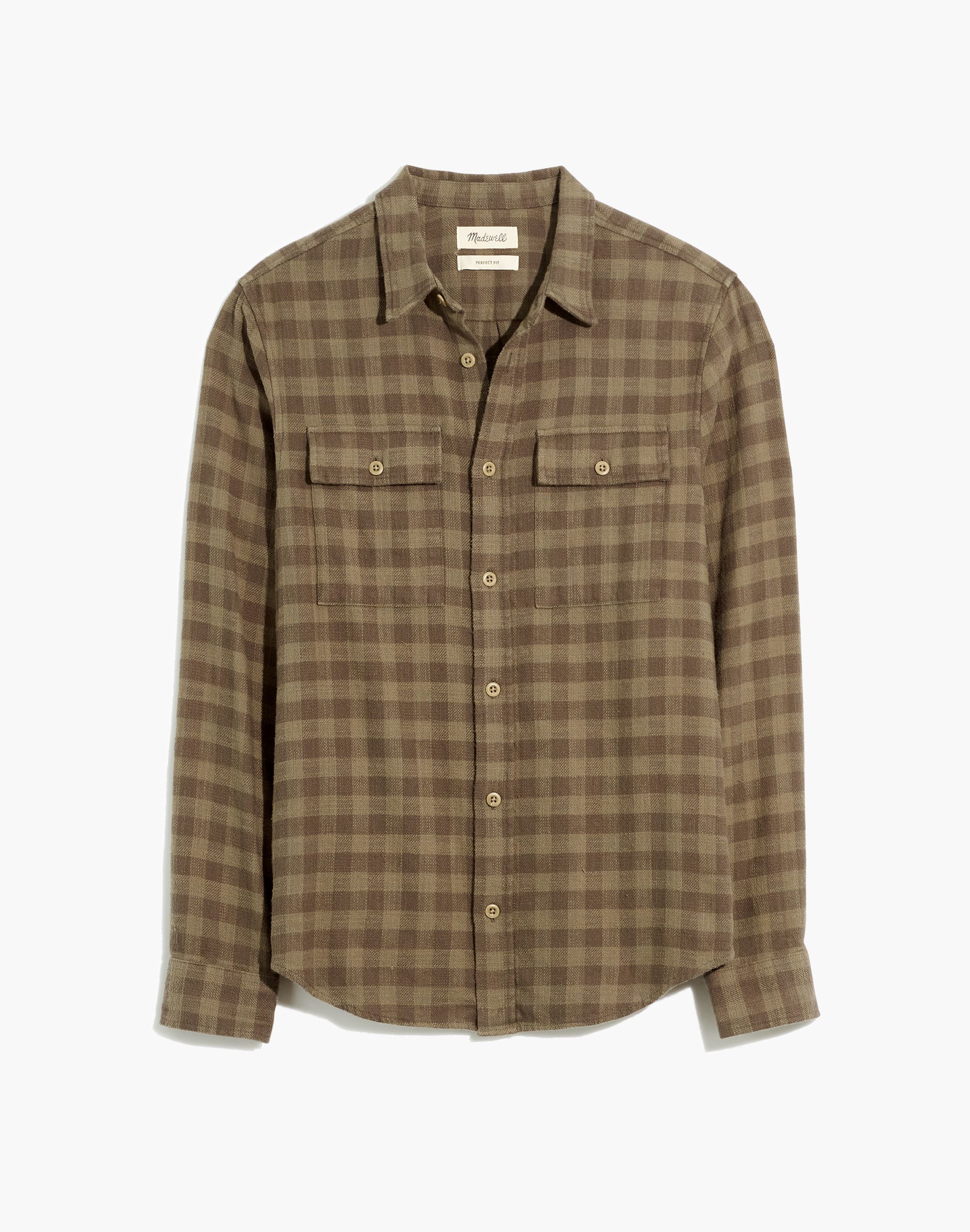 Slub Flannel Perfect Long-Sleeve Shirt in Plaid