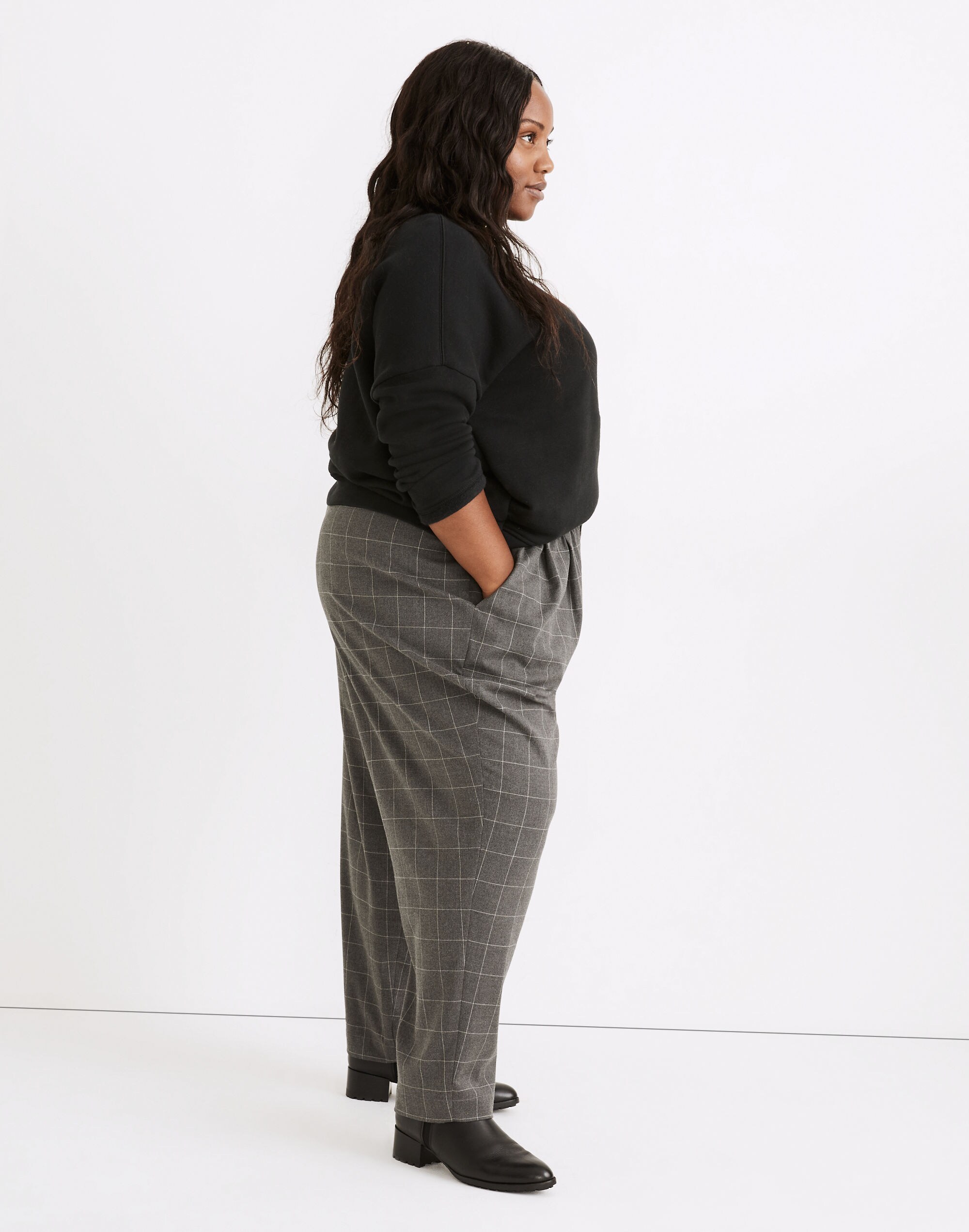 Plus Curvy Plaid Flannel Track Trouser