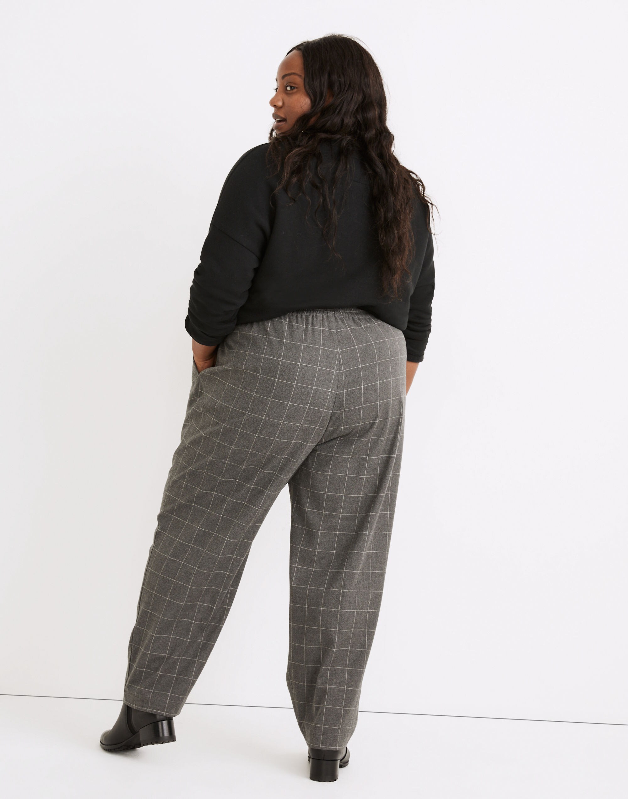 Plus Curvy Plaid Flannel Track Trouser