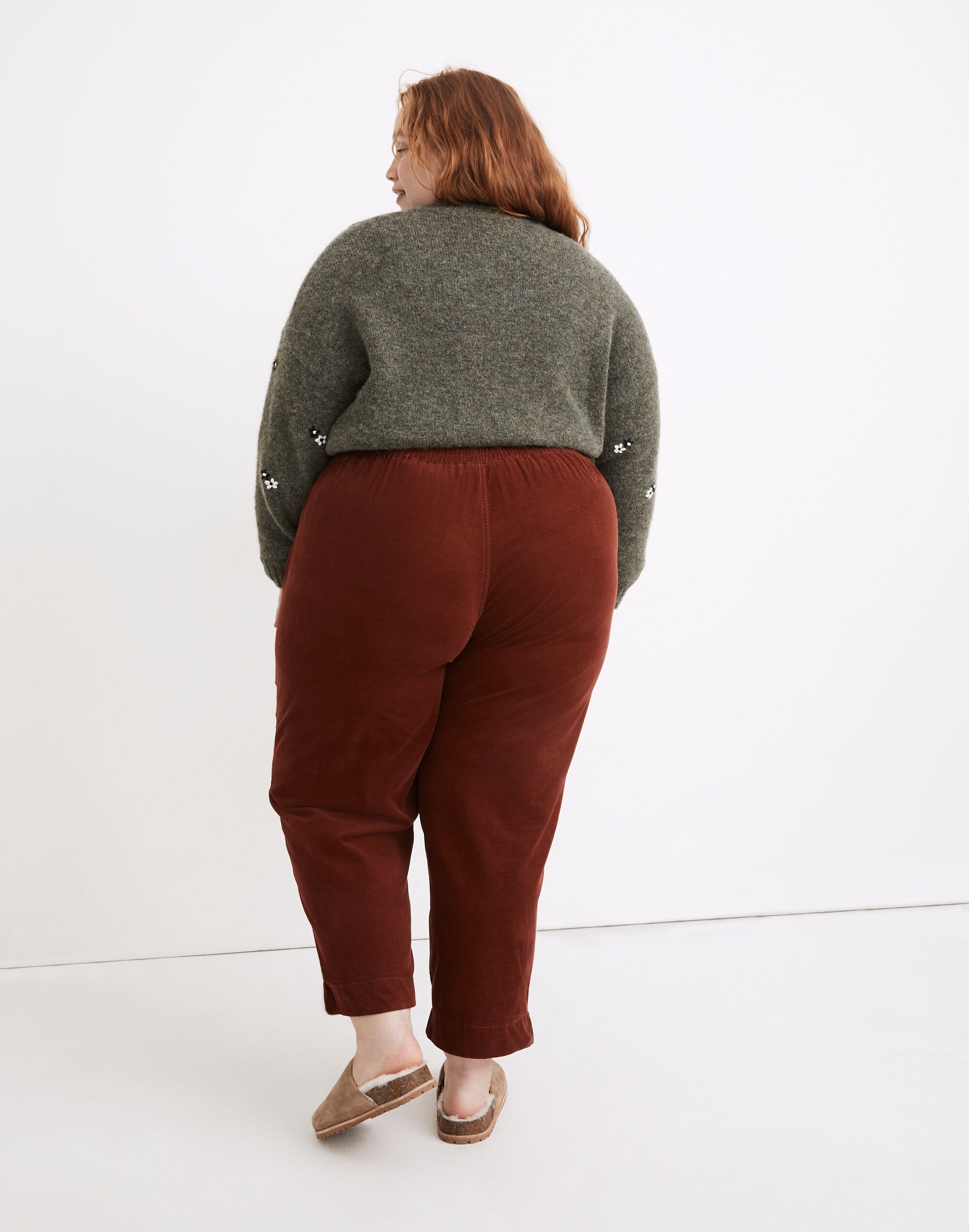 Plus Curvy Tapered Huston Pull-On Crop Pants in Corduroy