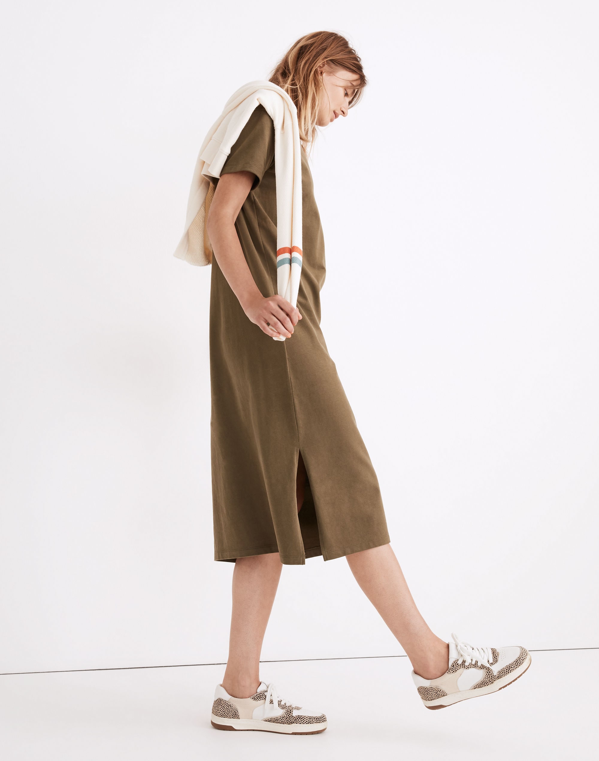 Oversized Pocket Tee Dress in Sueded Cotton
