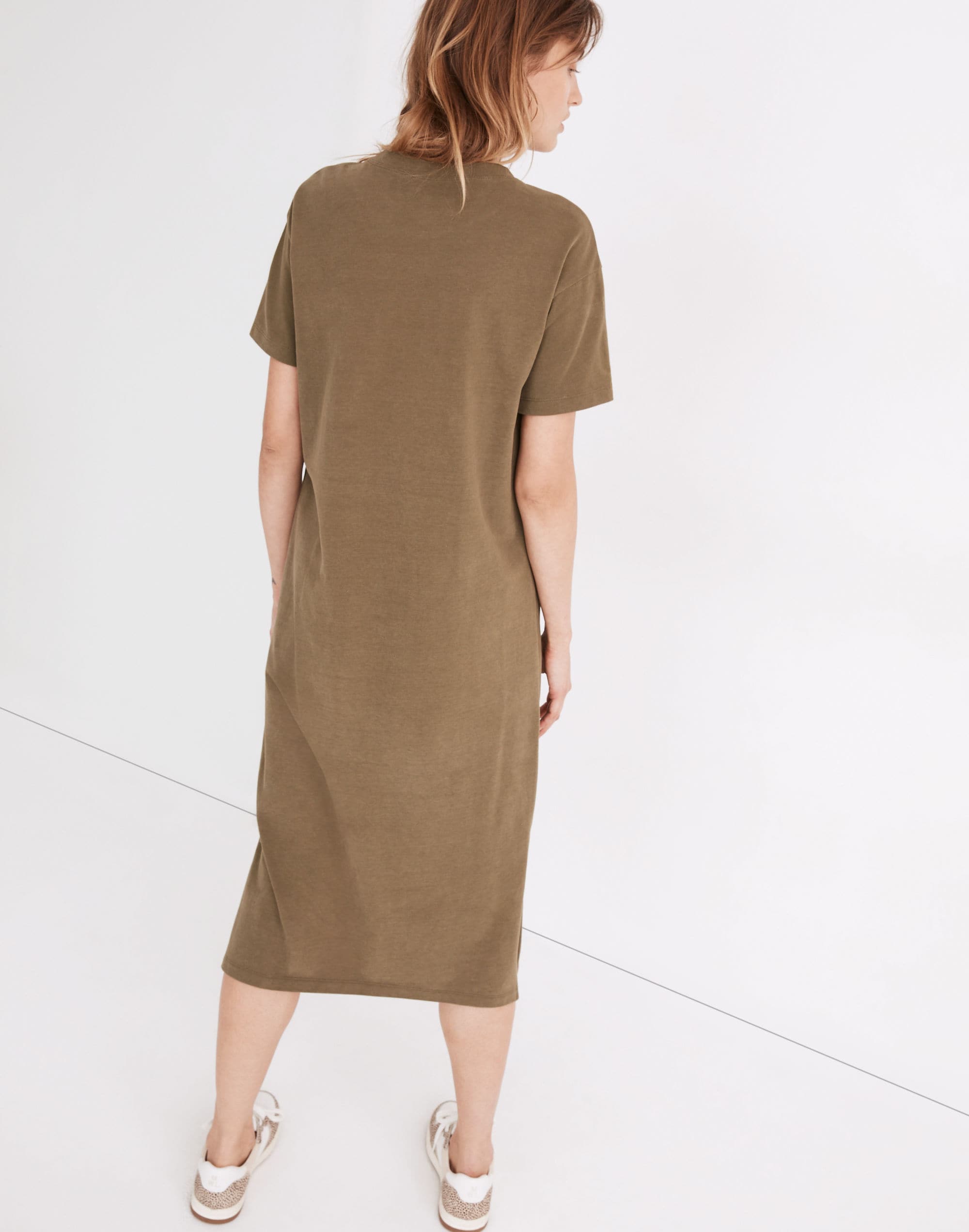Oversized Pocket Tee Dress in Sueded Cotton