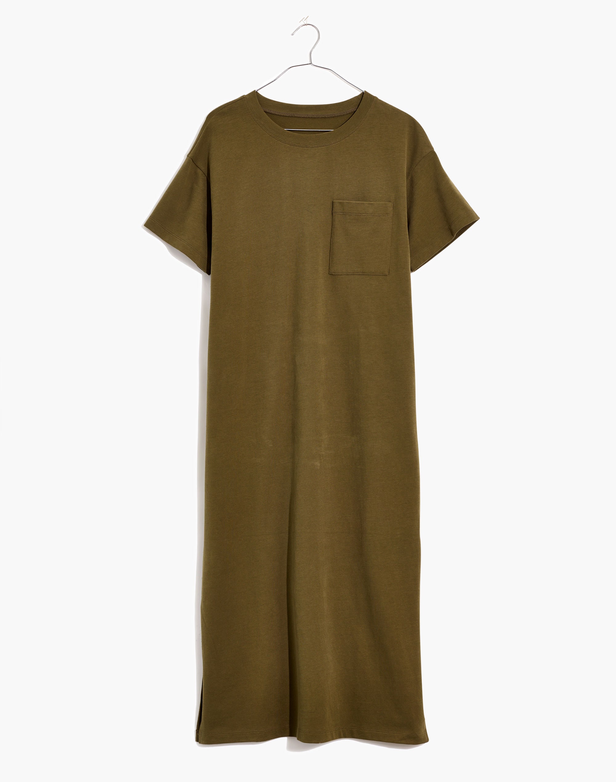Oversized Pocket Tee Dress in Sueded Cotton