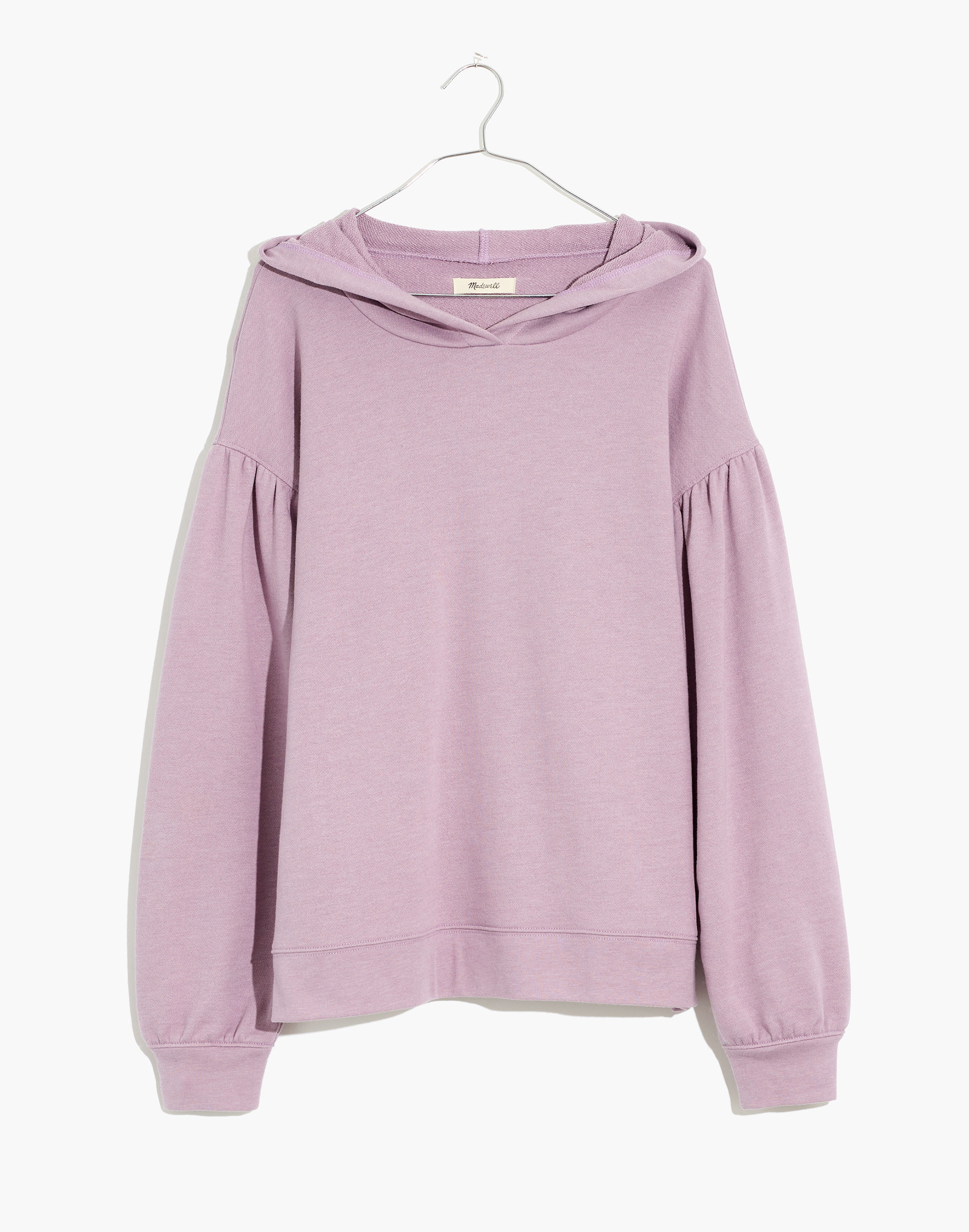 Pleat-Sleeve Shrunken Hoodie Sweatshirt
