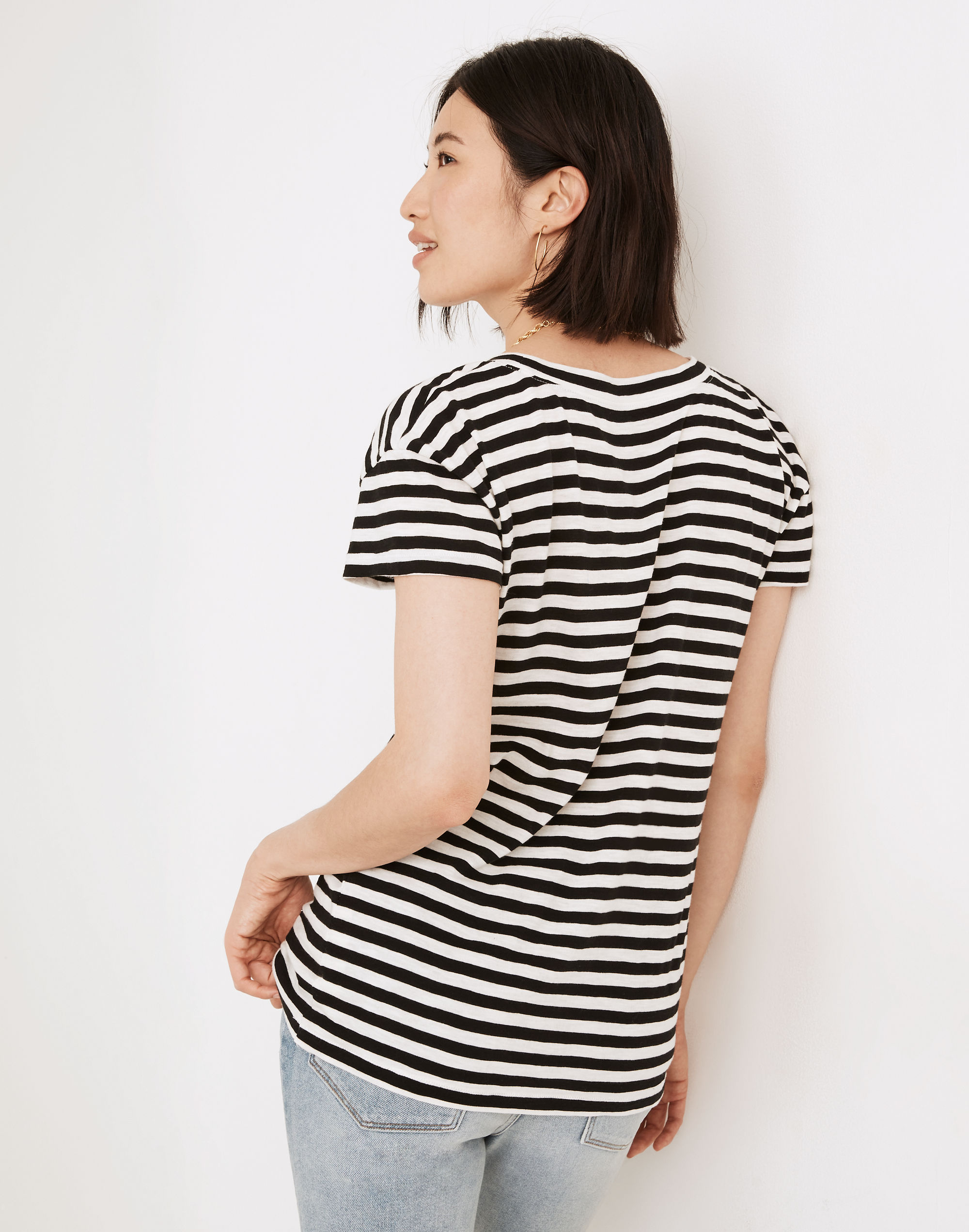 Whisper Cotton Scoopneck Tee in Pinson Stripe