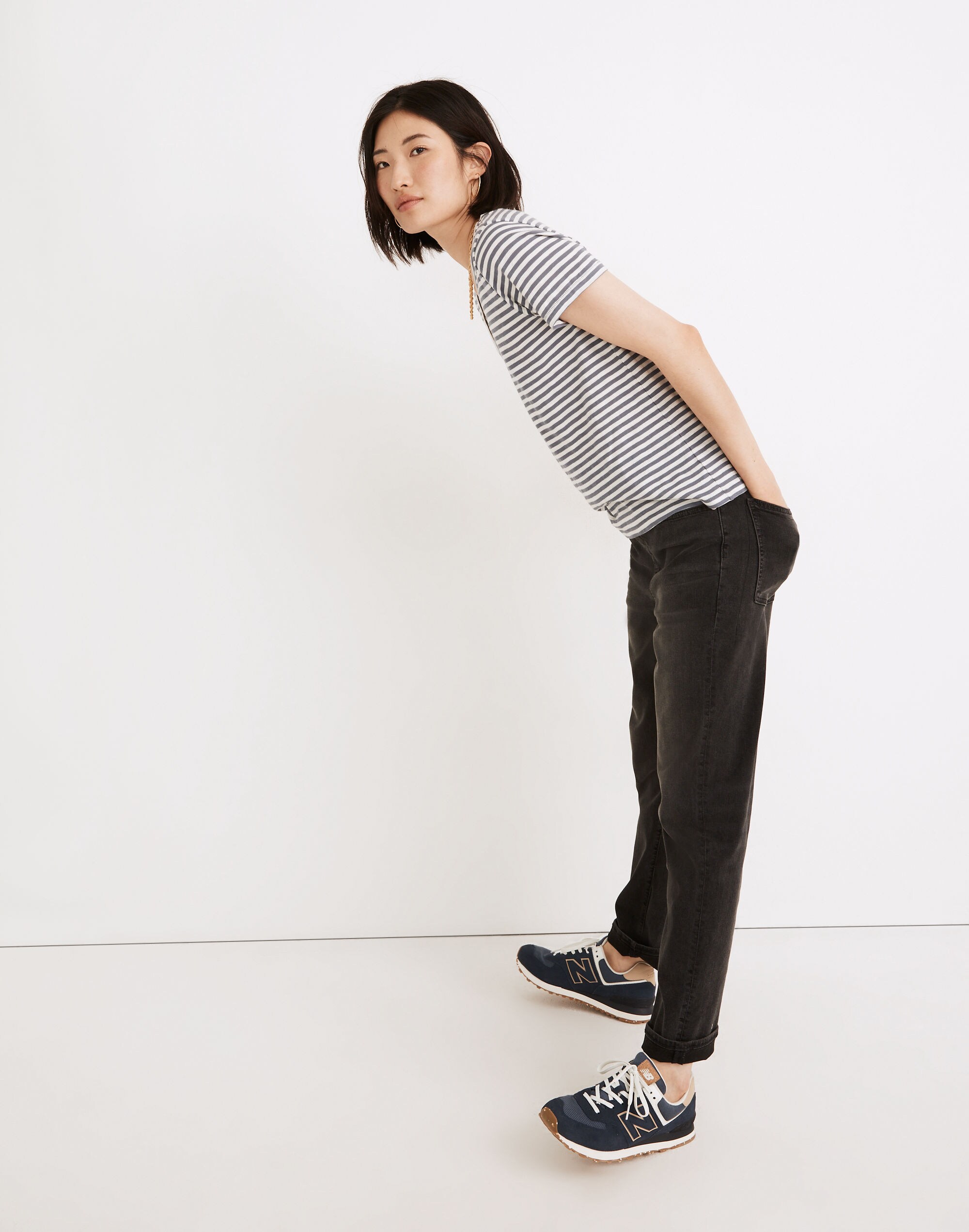 Whisper Cotton V-Neck Tee in Tierney Stripe