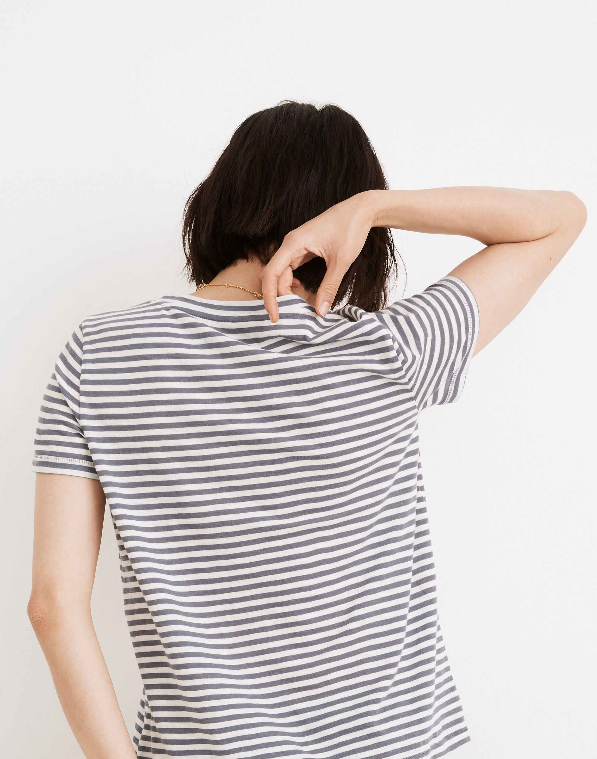 Whisper Cotton V-Neck Tee in Tierney Stripe