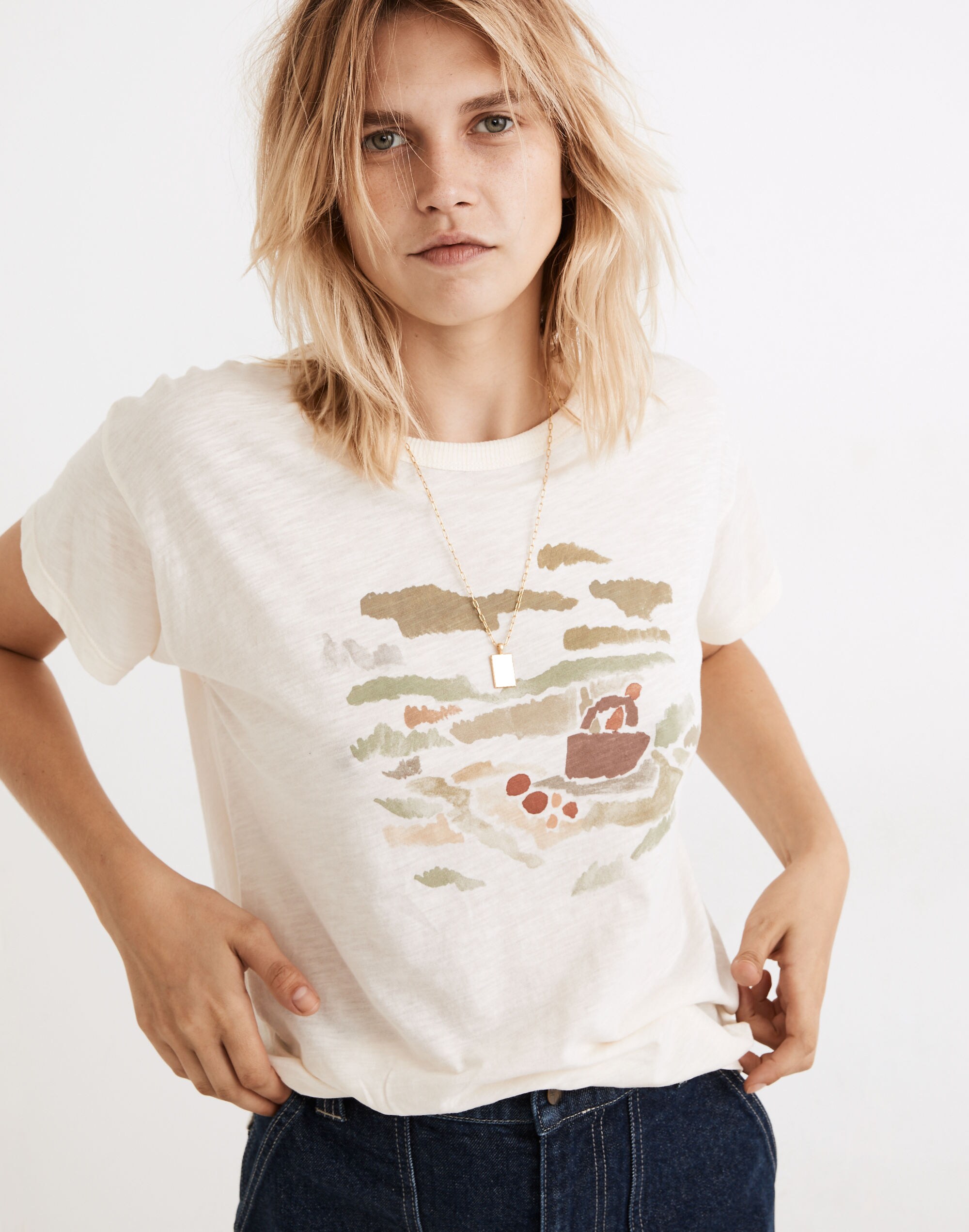 Perfect Picnic Graphic Whisper Cotton Rib-Crewneck Tee