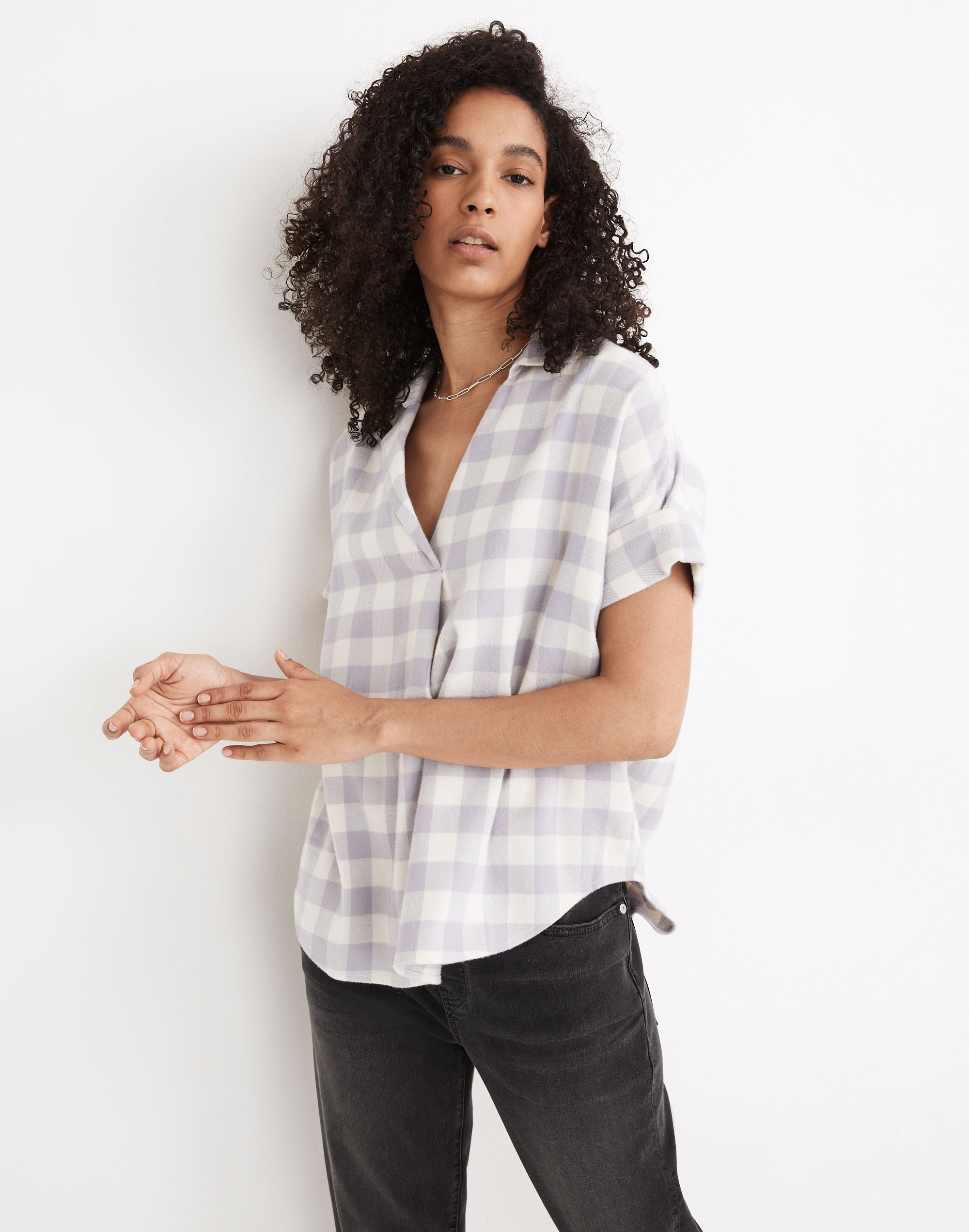 Flannel Courier Button-Back Shirt in Gingham Check