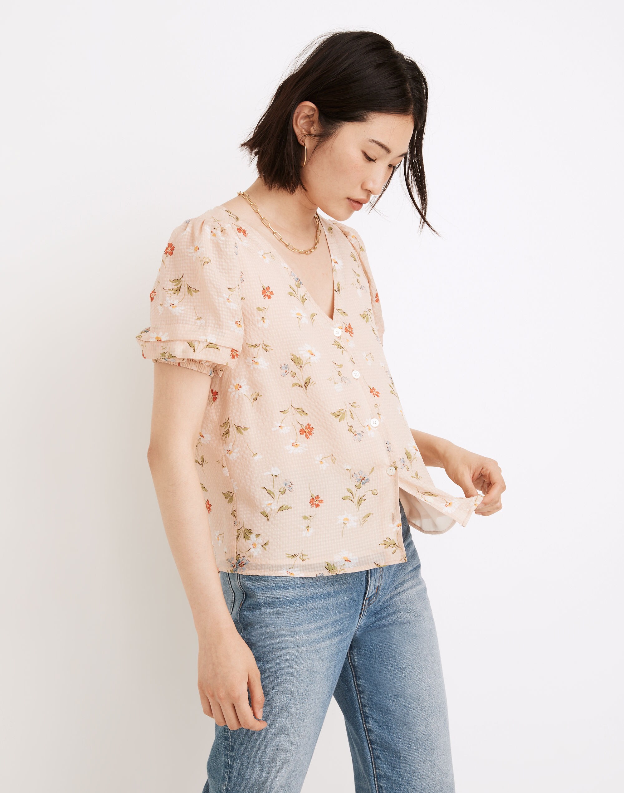 Silk Pembroke Top in Seaside Floral | Madewell