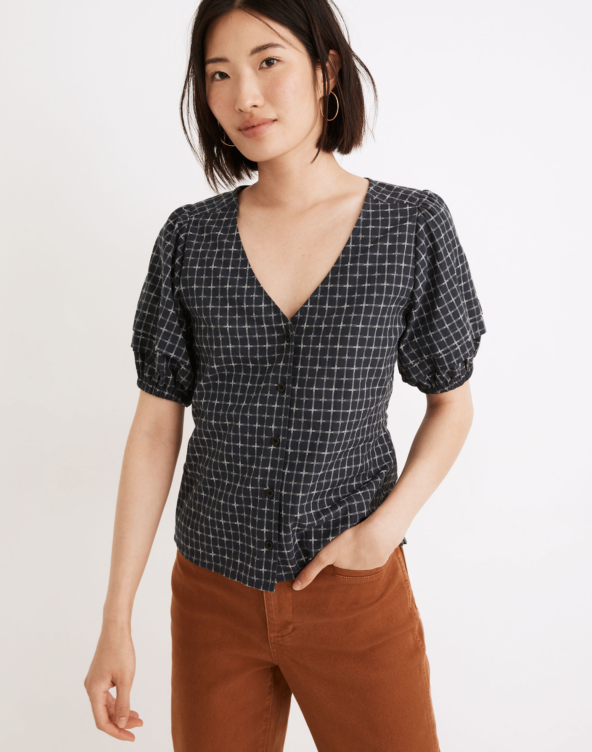 Pembroke Top in Dobby Check