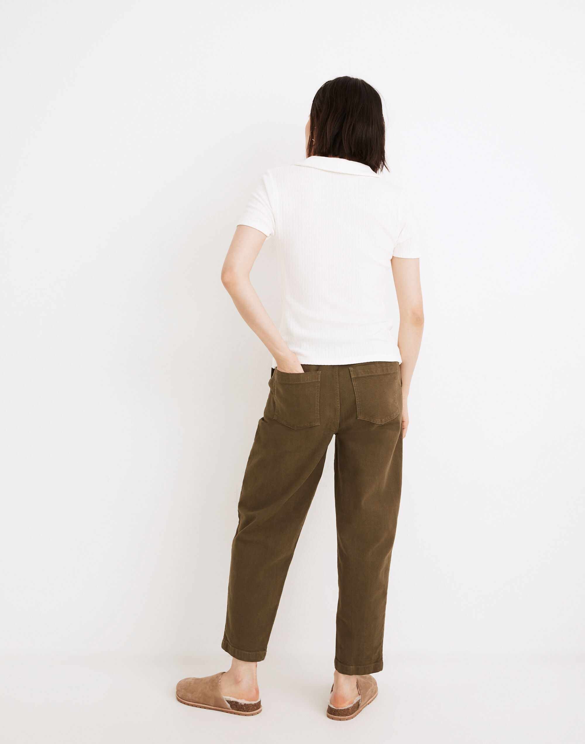 Ribbed Polo Button-Front Tee