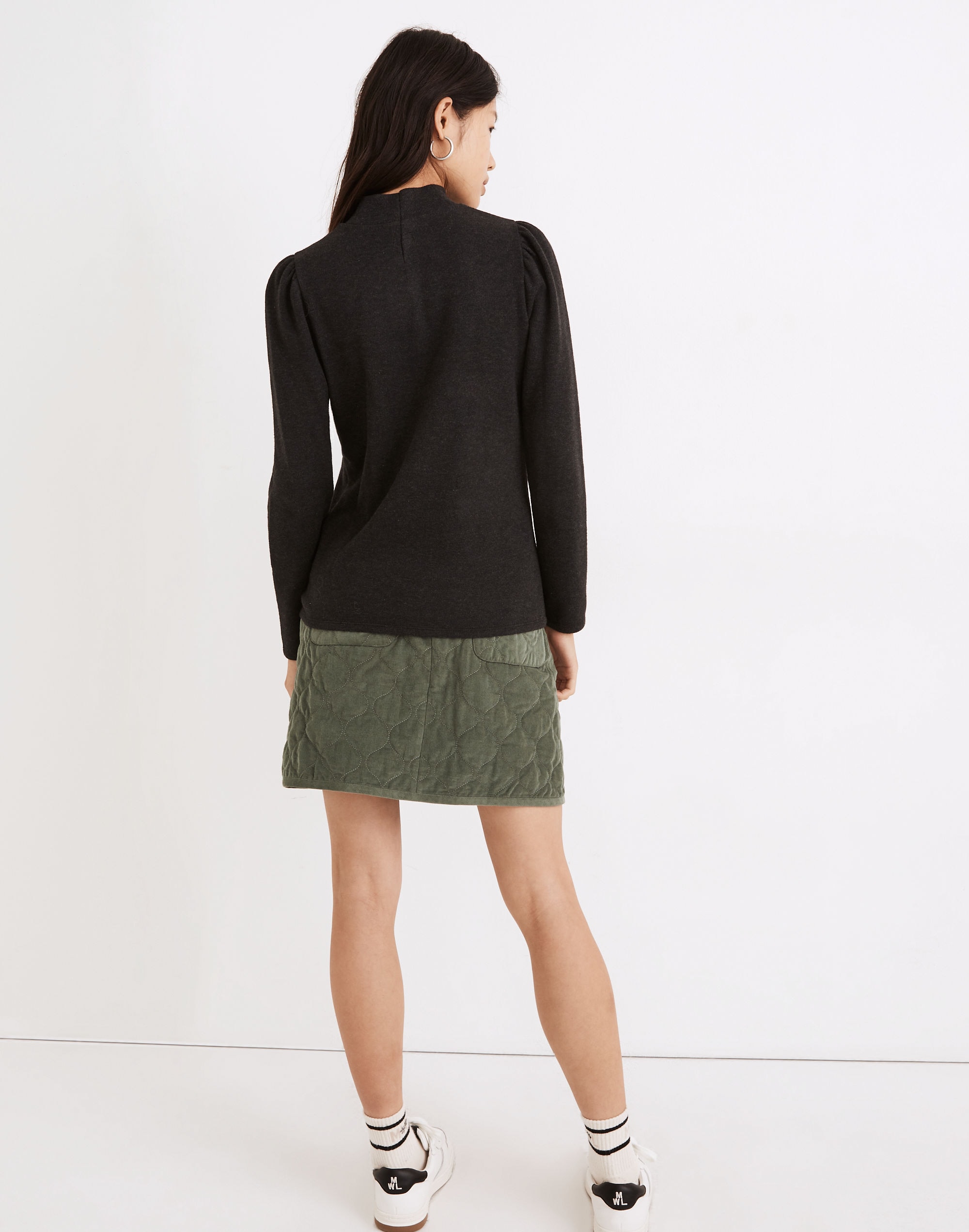 (Re)sourced Plush Mockneck Puff-Sleeve Top