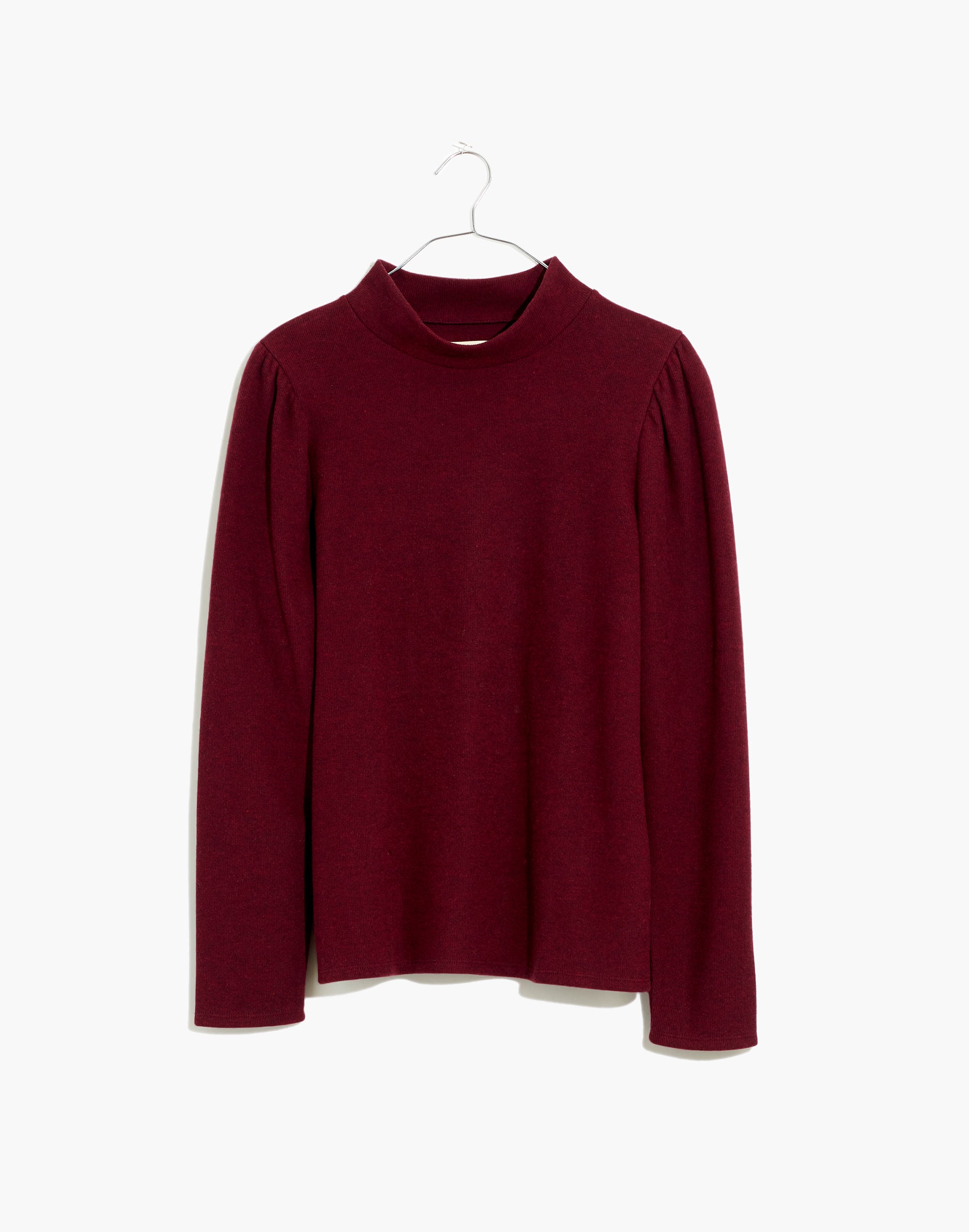 (Re)sourced Plush Mockneck Puff-Sleeve Top