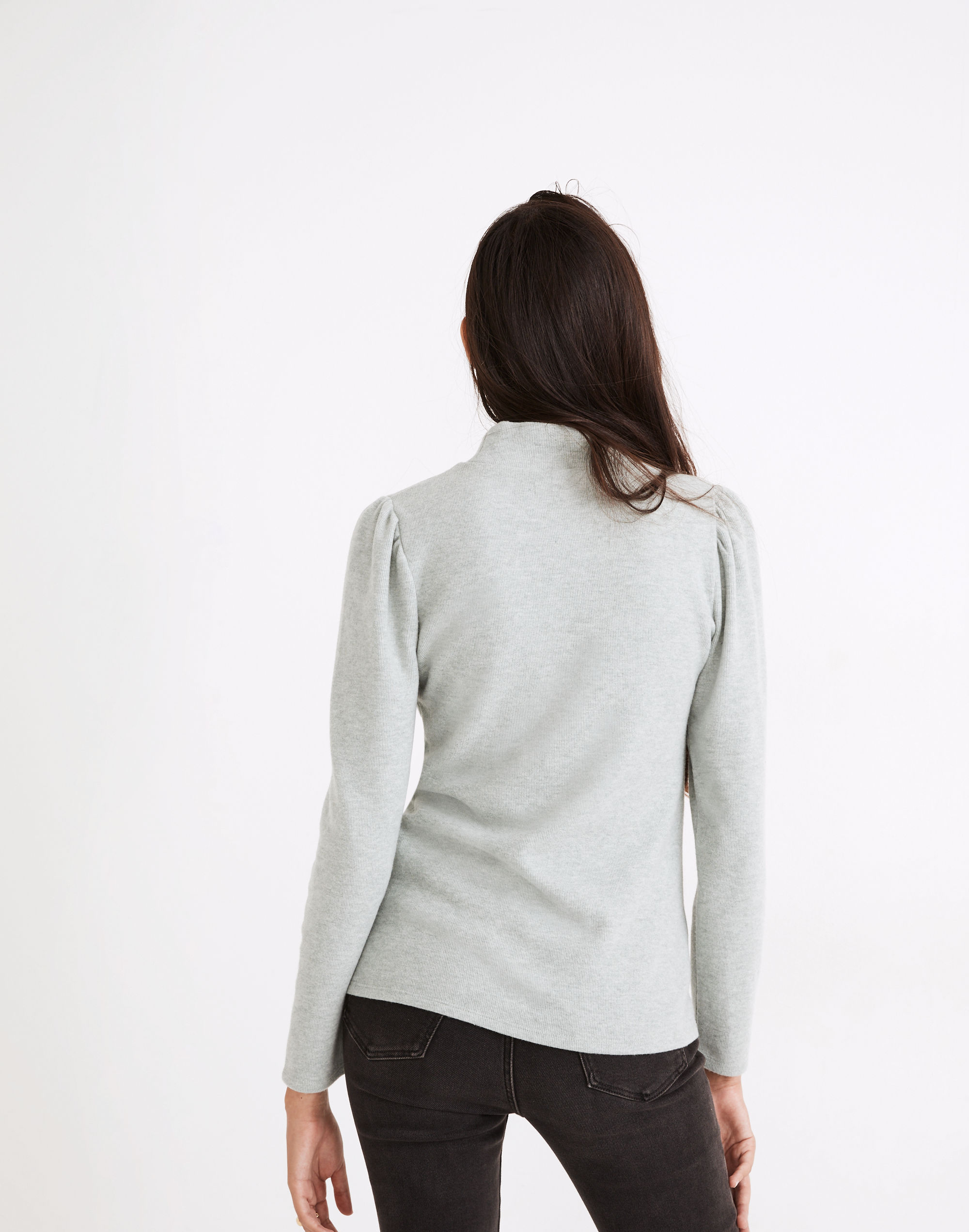 (Re)sourced Plush Mockneck Puff-Sleeve Top