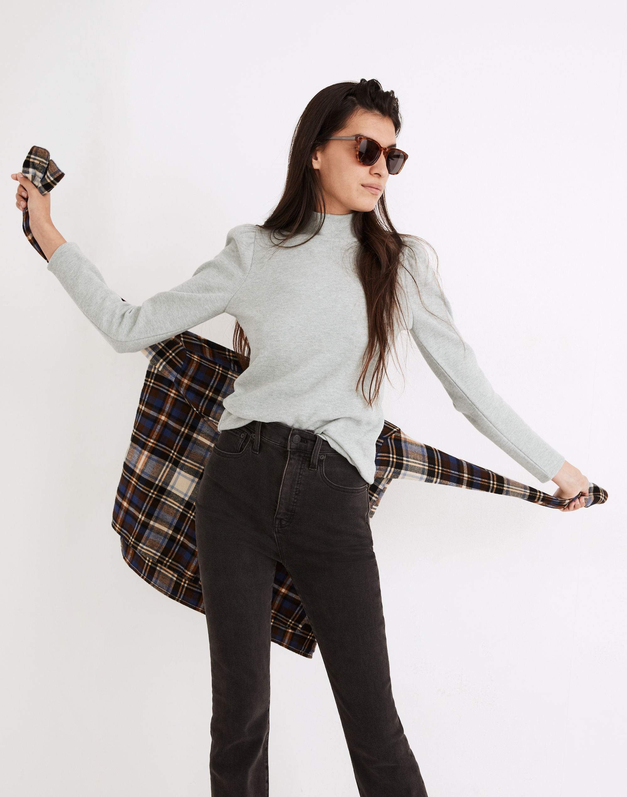 (Re)sourced Plush Mockneck Puff-Sleeve Top