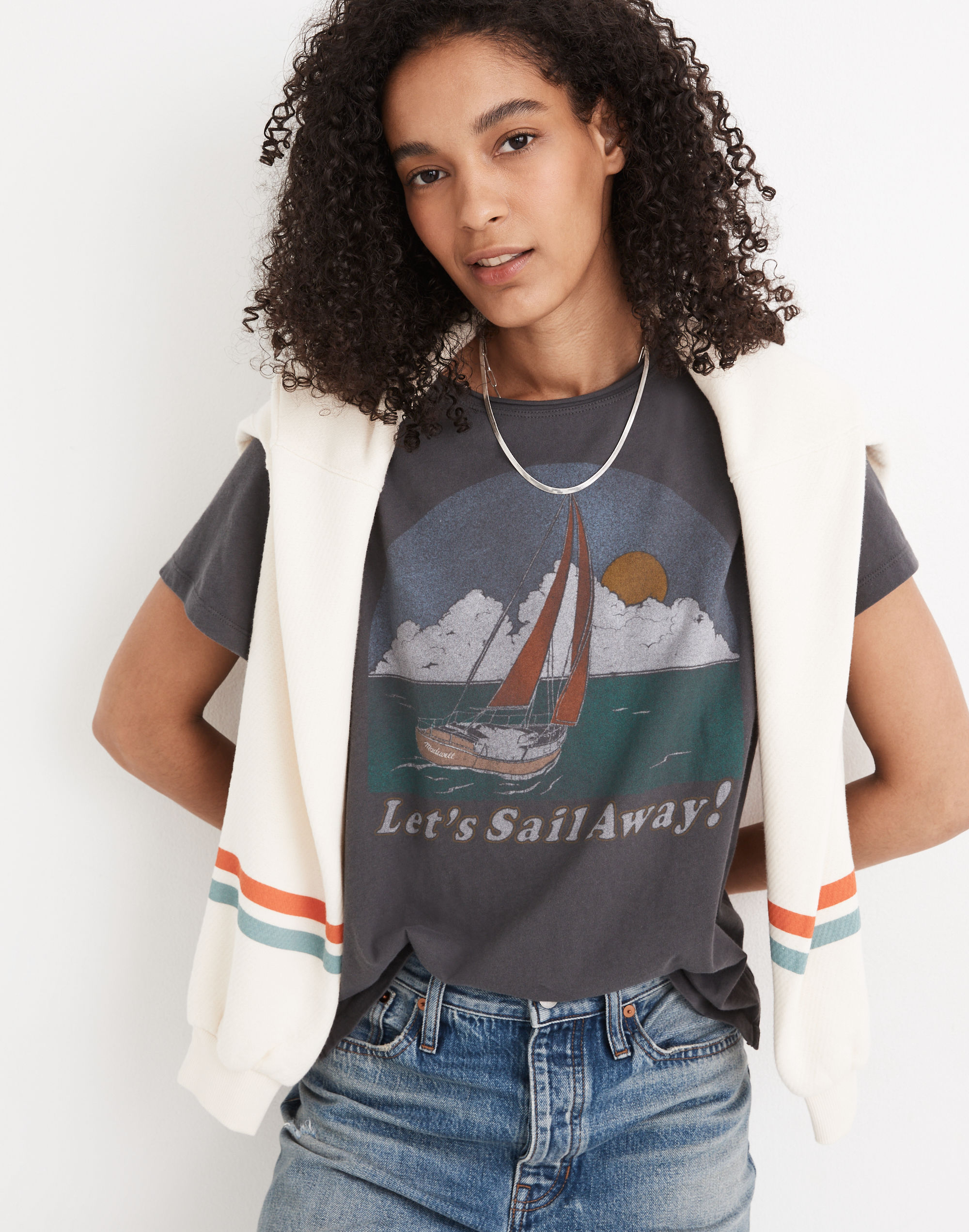 Let's Sail Away Softfade Cotton Oversized Tee