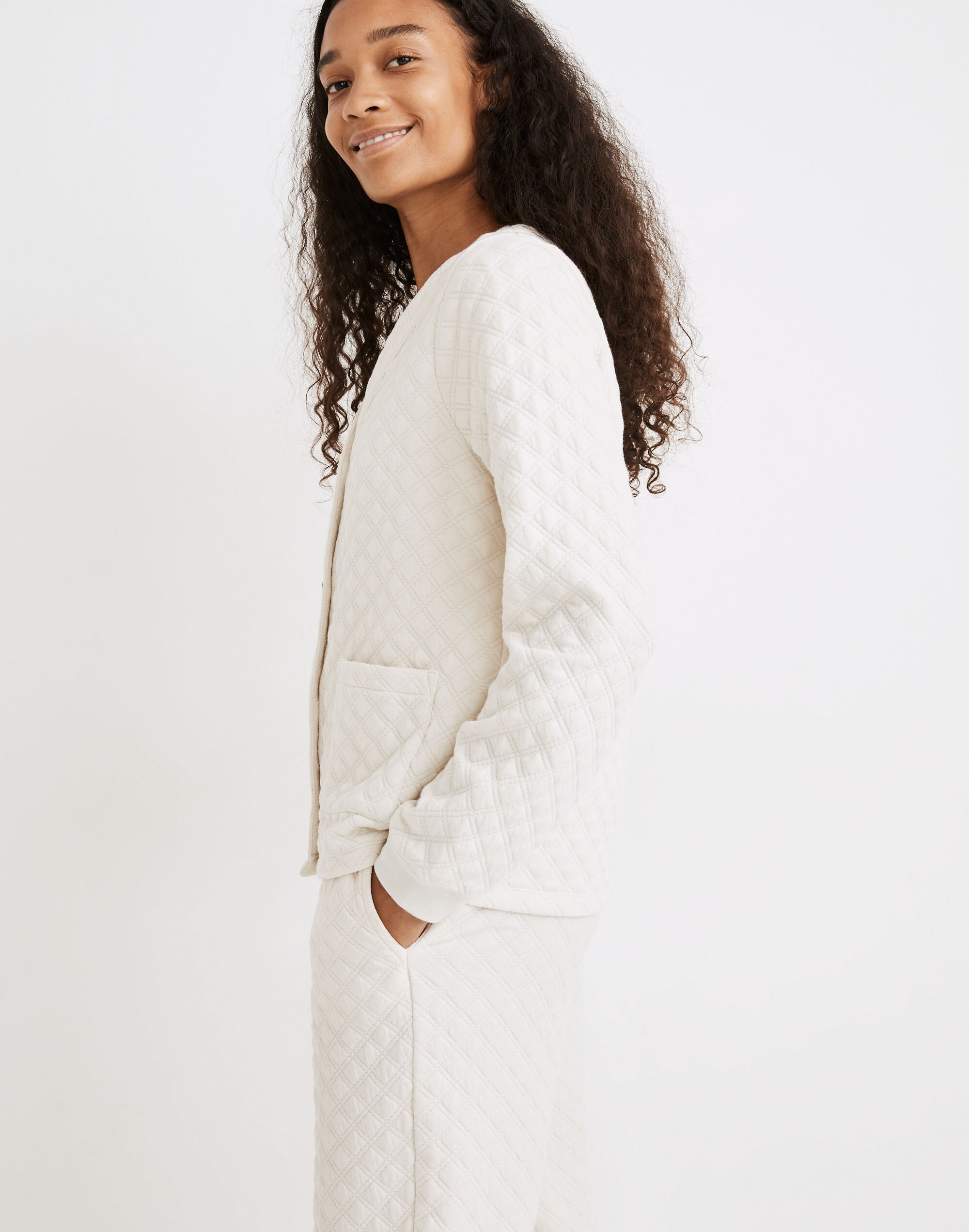 (Re)sourced Quilted Crop Cardigan Sweatshirt