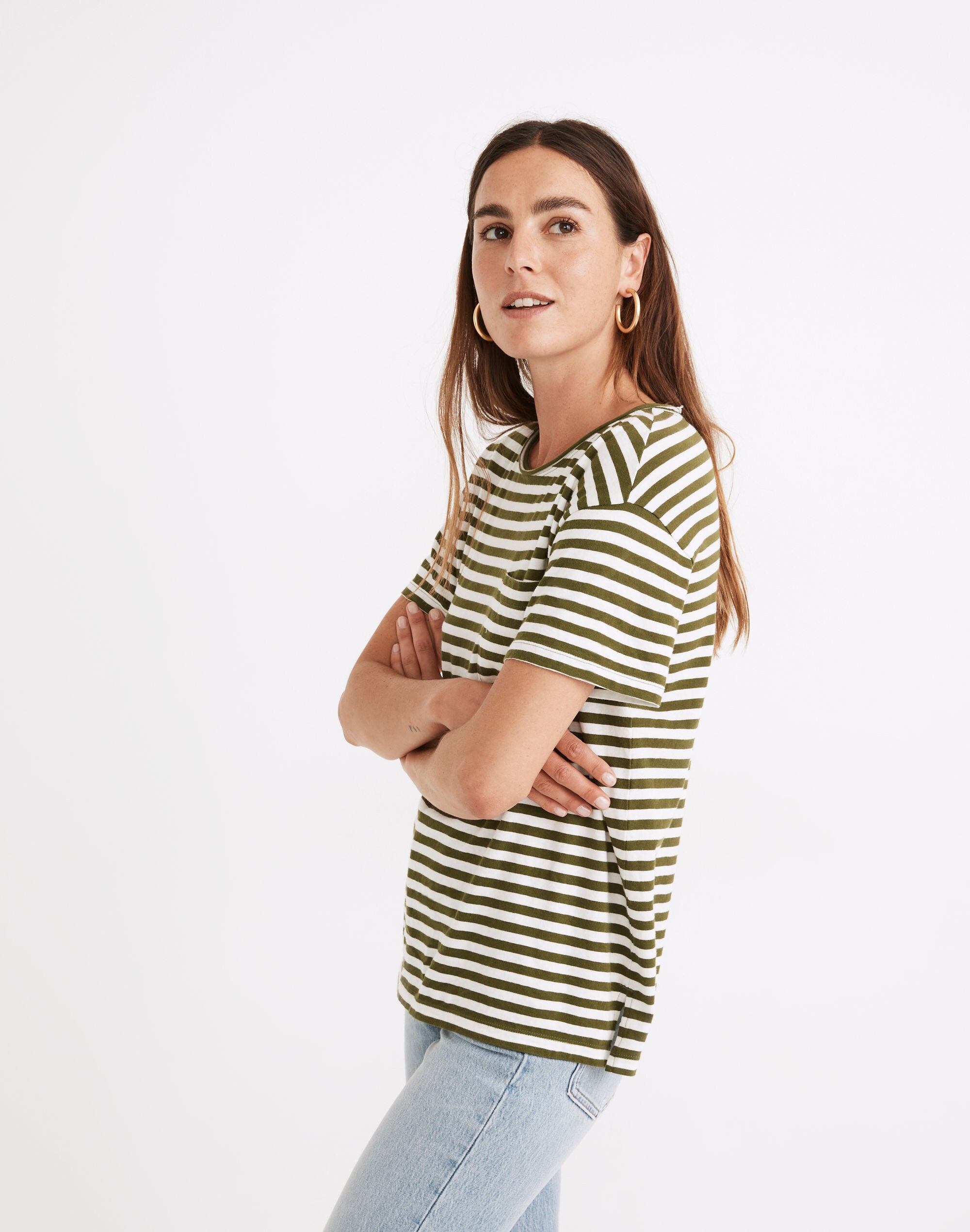 Softfade Cotton Oversized Pocket Tee in Cahita Stripe
