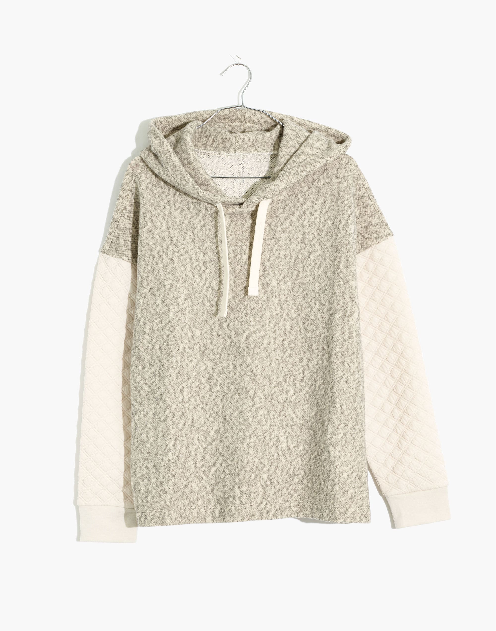 Quilted-Sleeve Hoodie Sweatshirt