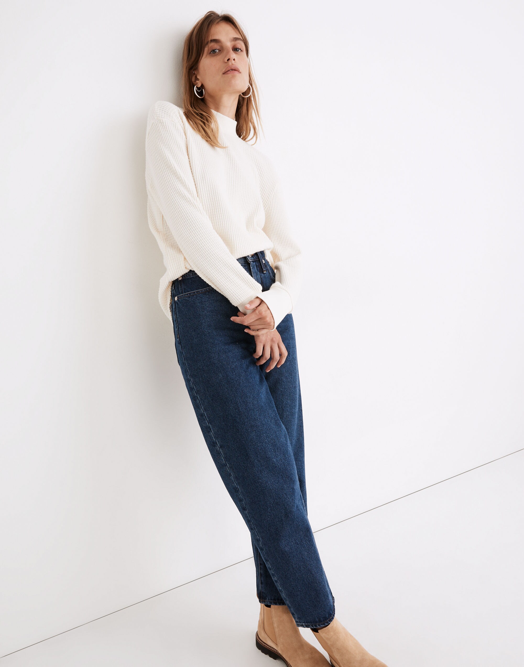 Mockneck Waffle Sweatshirt Tee