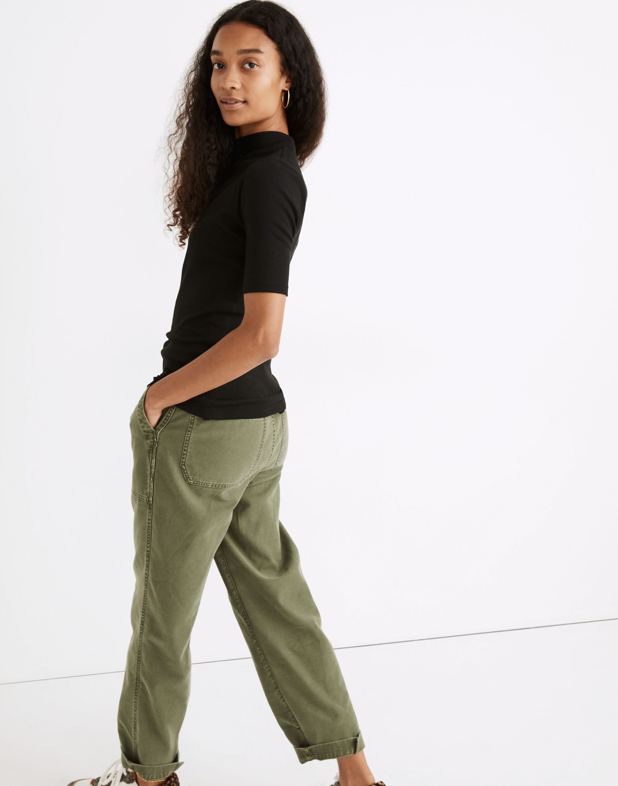 Drapey-Rib Mockneck Top