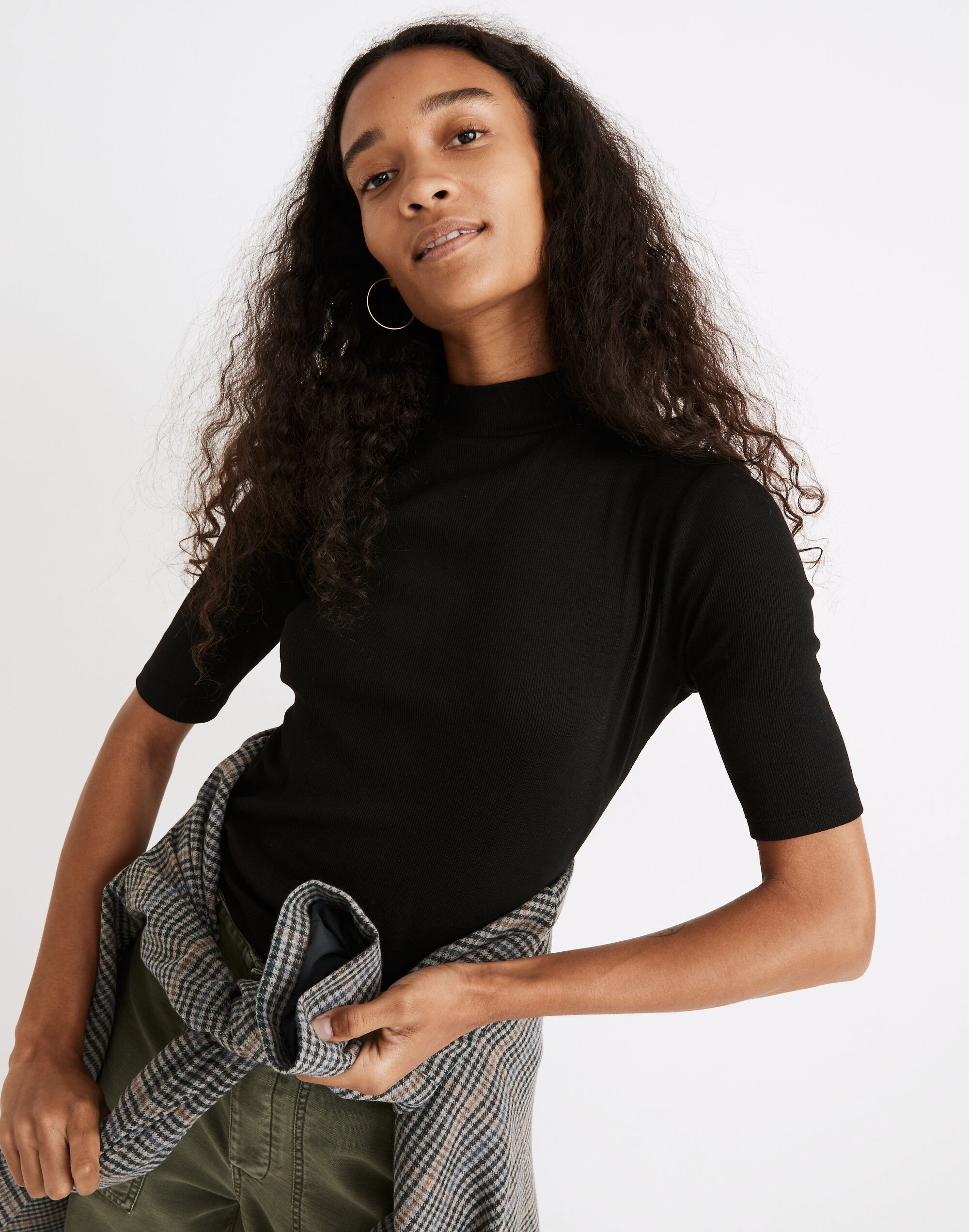 Drapey-Rib Mockneck Top