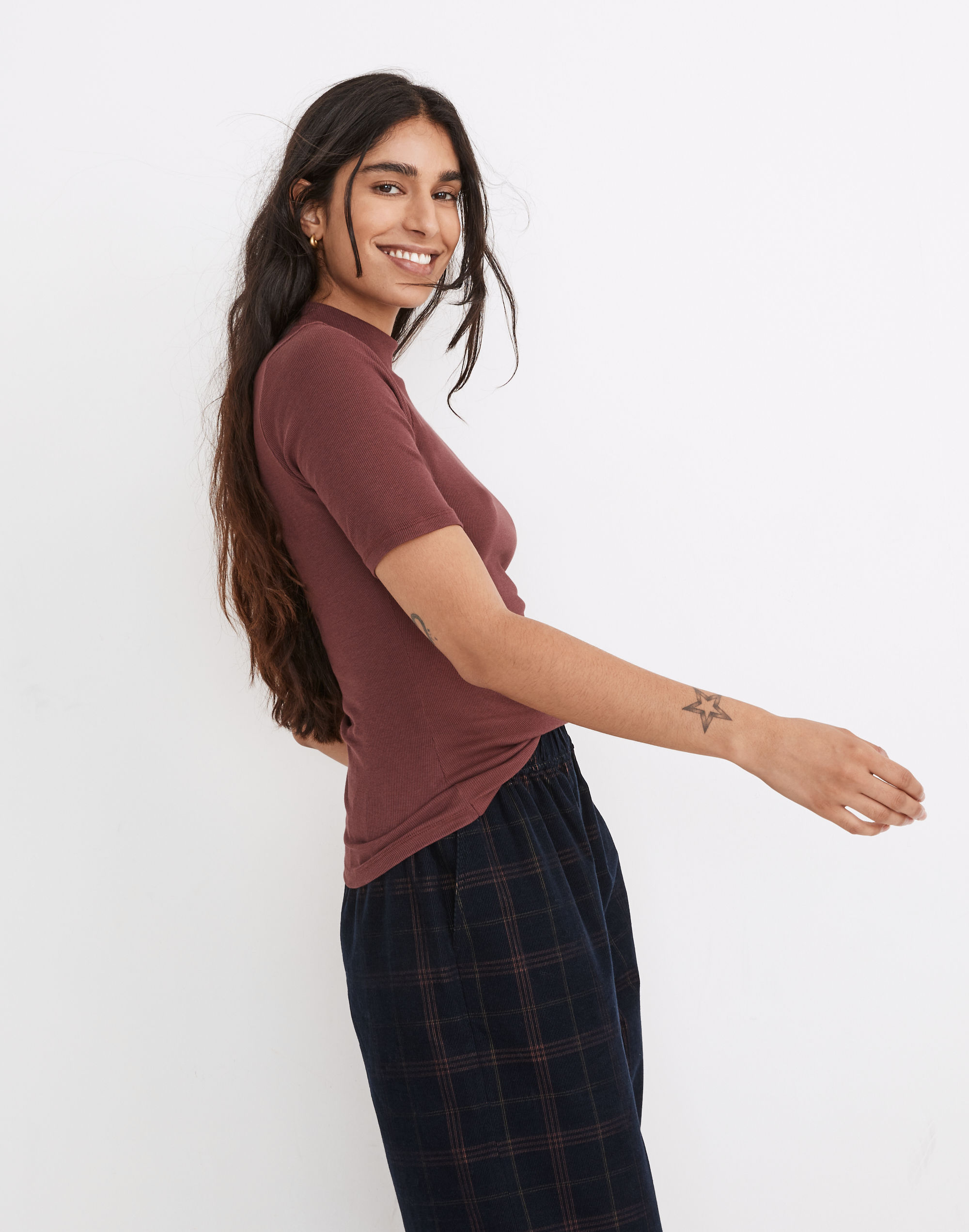 Drapey-Rib Mockneck Top